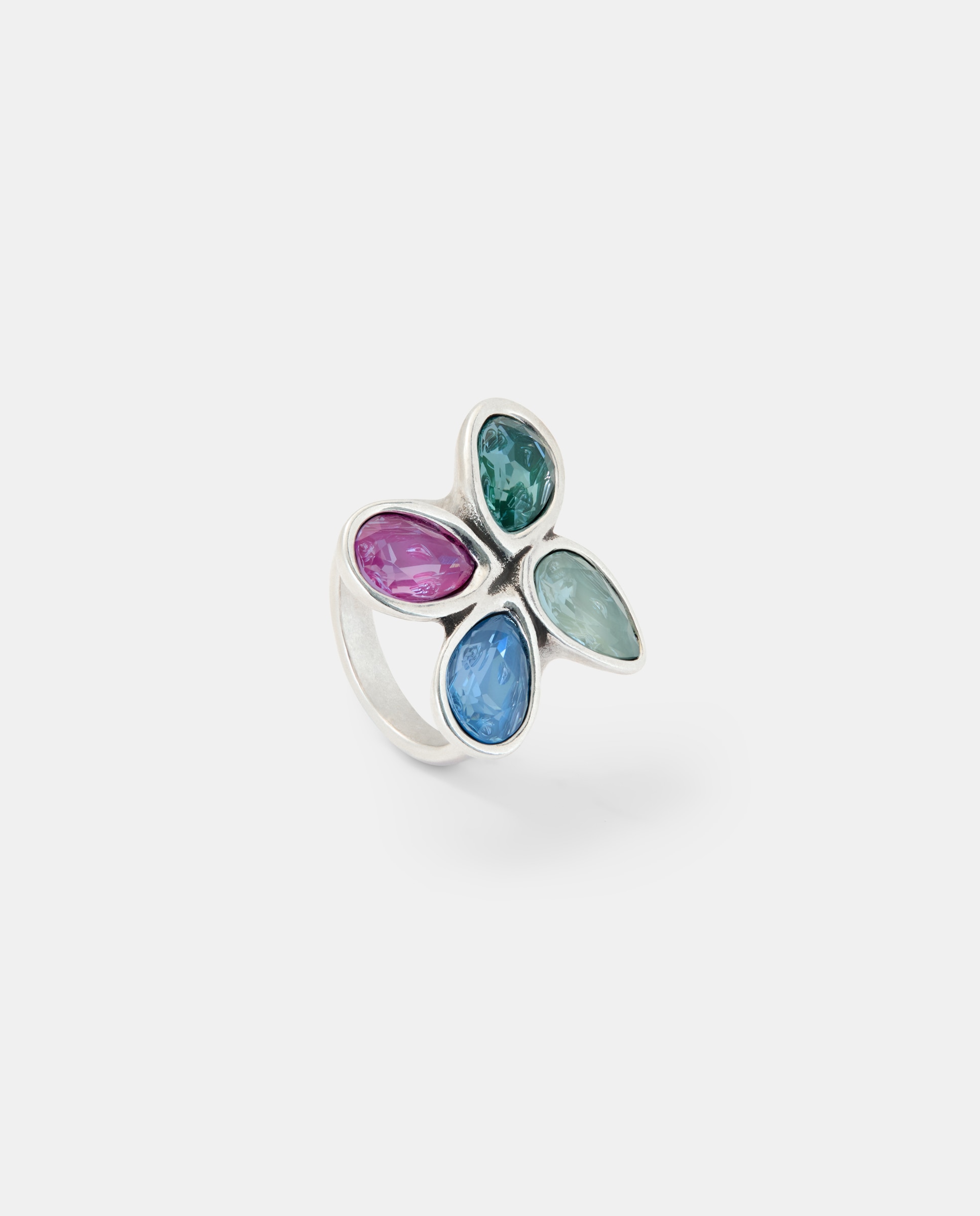 Imagen 2 de Anillo bañado con cuatro cristales facetados - UNO de 50 - Multicolor Multicolor
