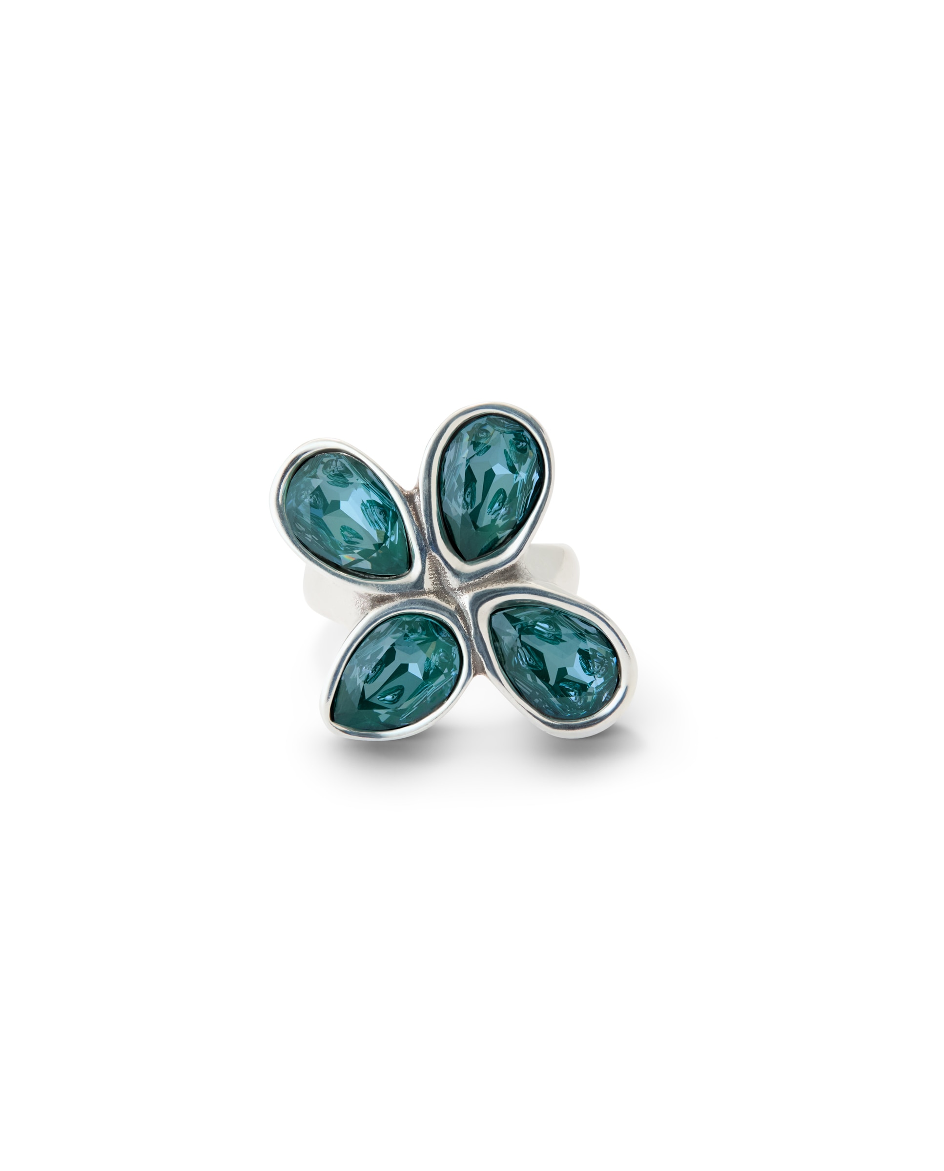 Imagen 1 de Anillo bañado con cuatro cristales facetados Verde