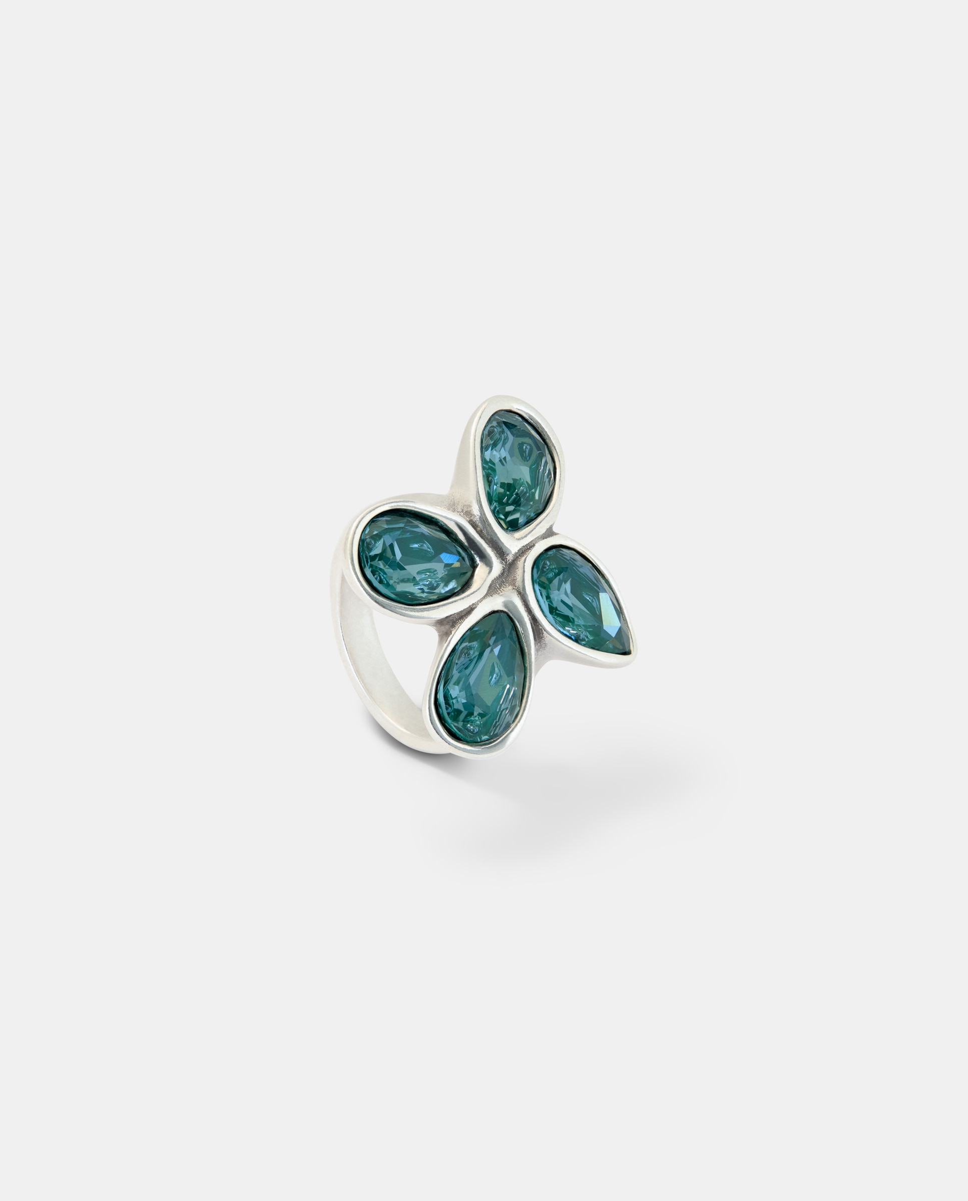 Imagen 2 de Anillo bañado con cuatro cristales facetados - UNO de 50 - Verde Verde