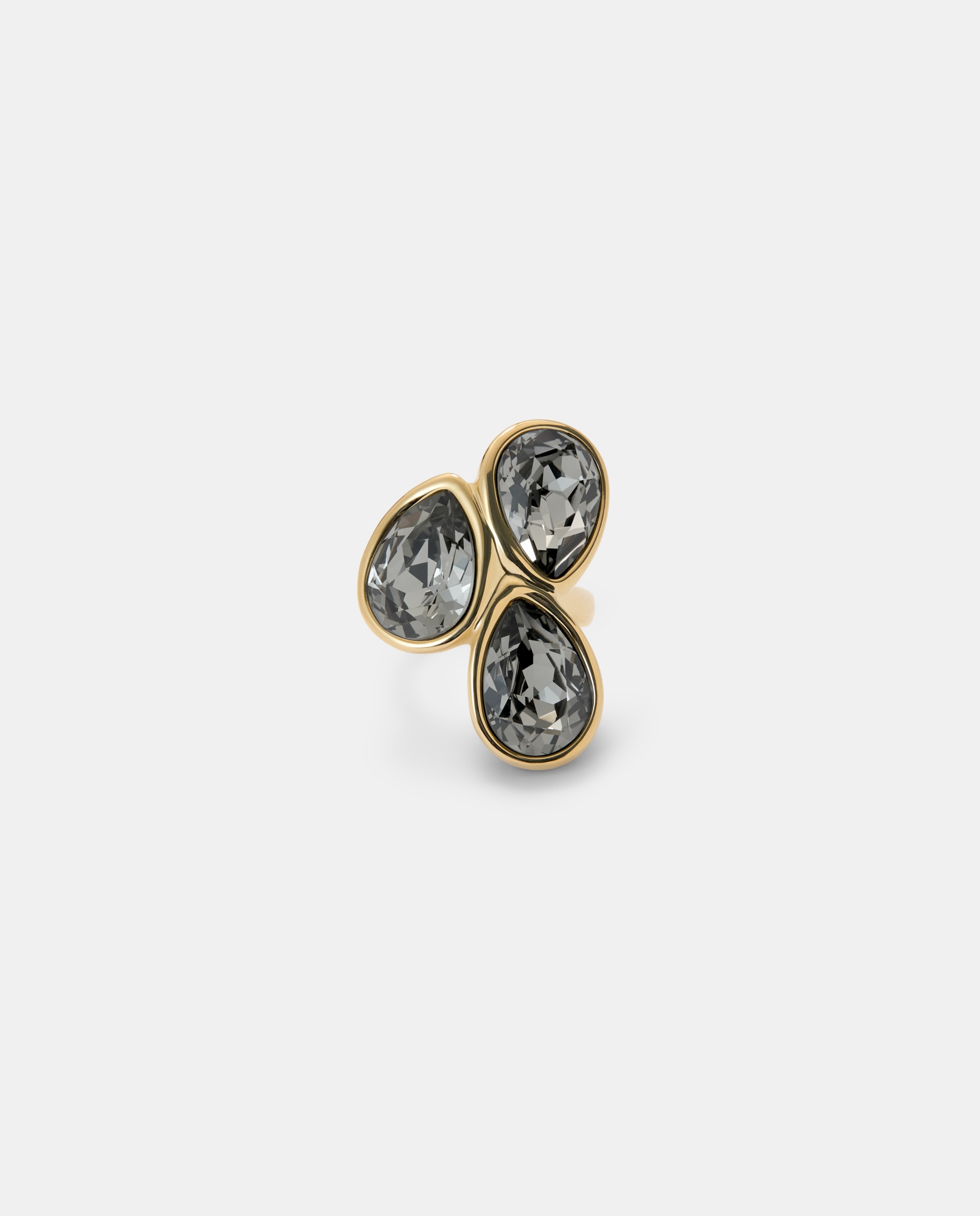 Imagen 1 de Anillo bañado con tres cristales facetados Gris