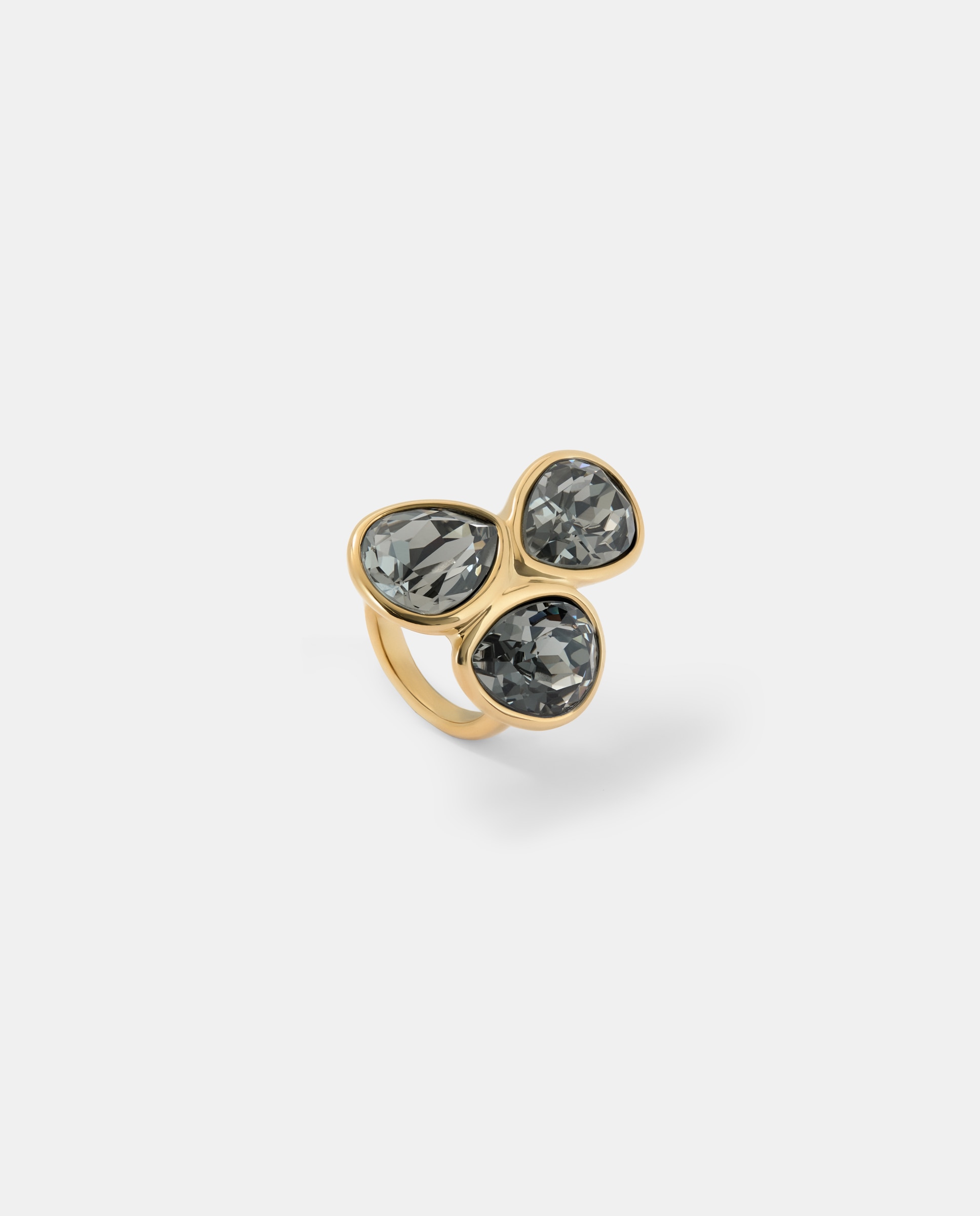 Imagen 2 de Anillo bañado con tres cristales facetados - UNO de 50 - Gris Gris