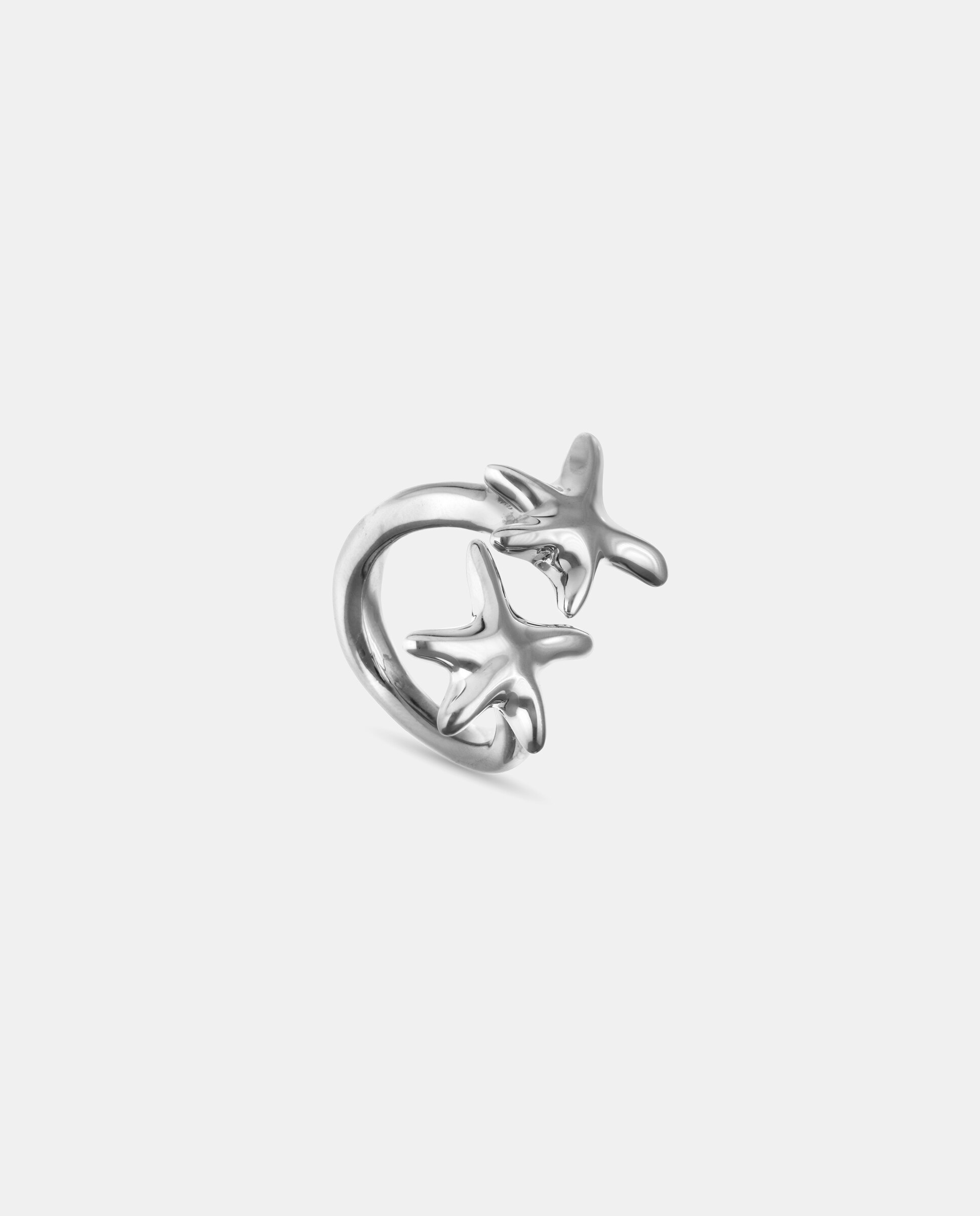 Anillo bañado en plata con dos estrellas - UNO de 50 - Plata Plata-2