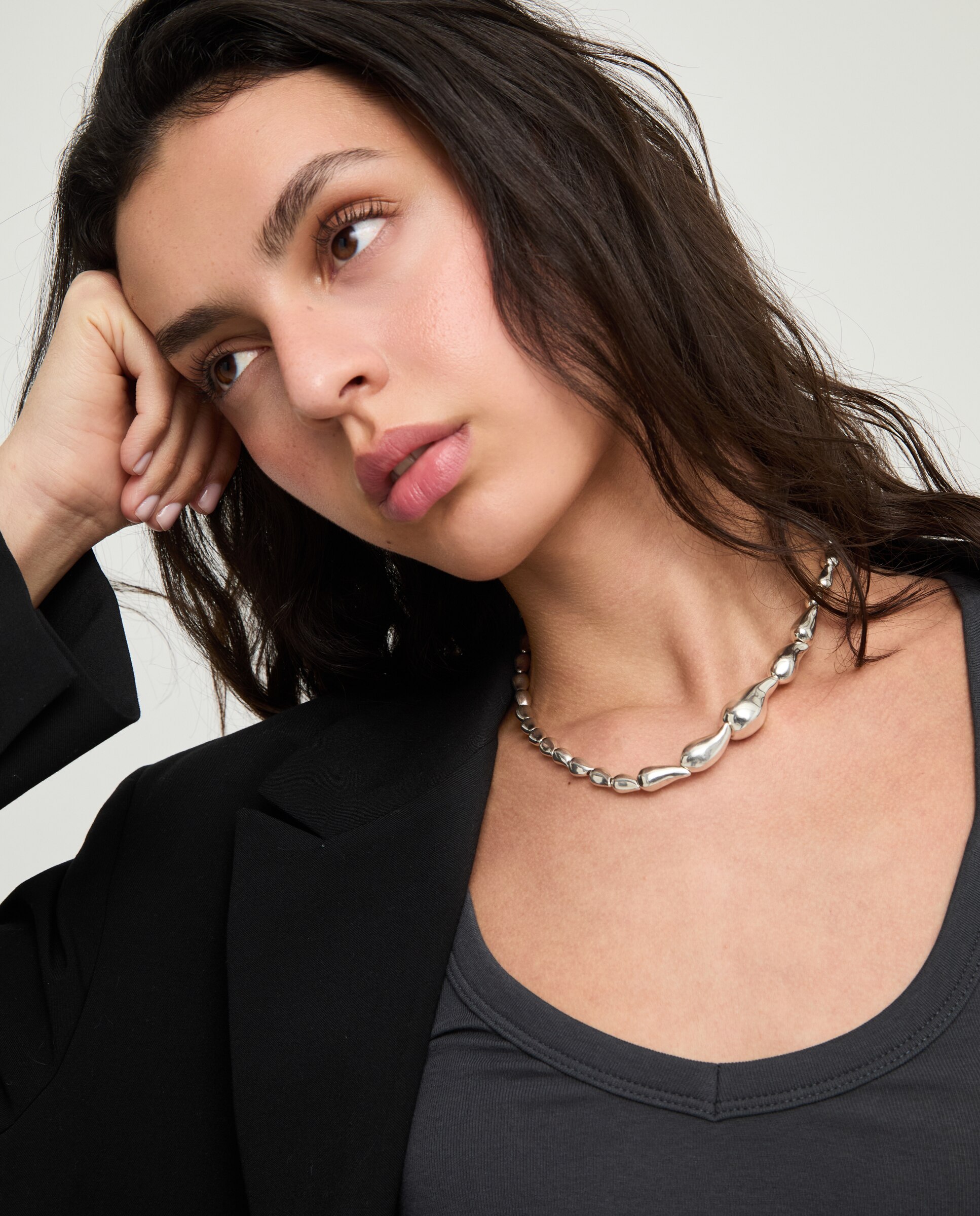 Collar de gotas bañado en - UNO de 50 - Plata Plata-5