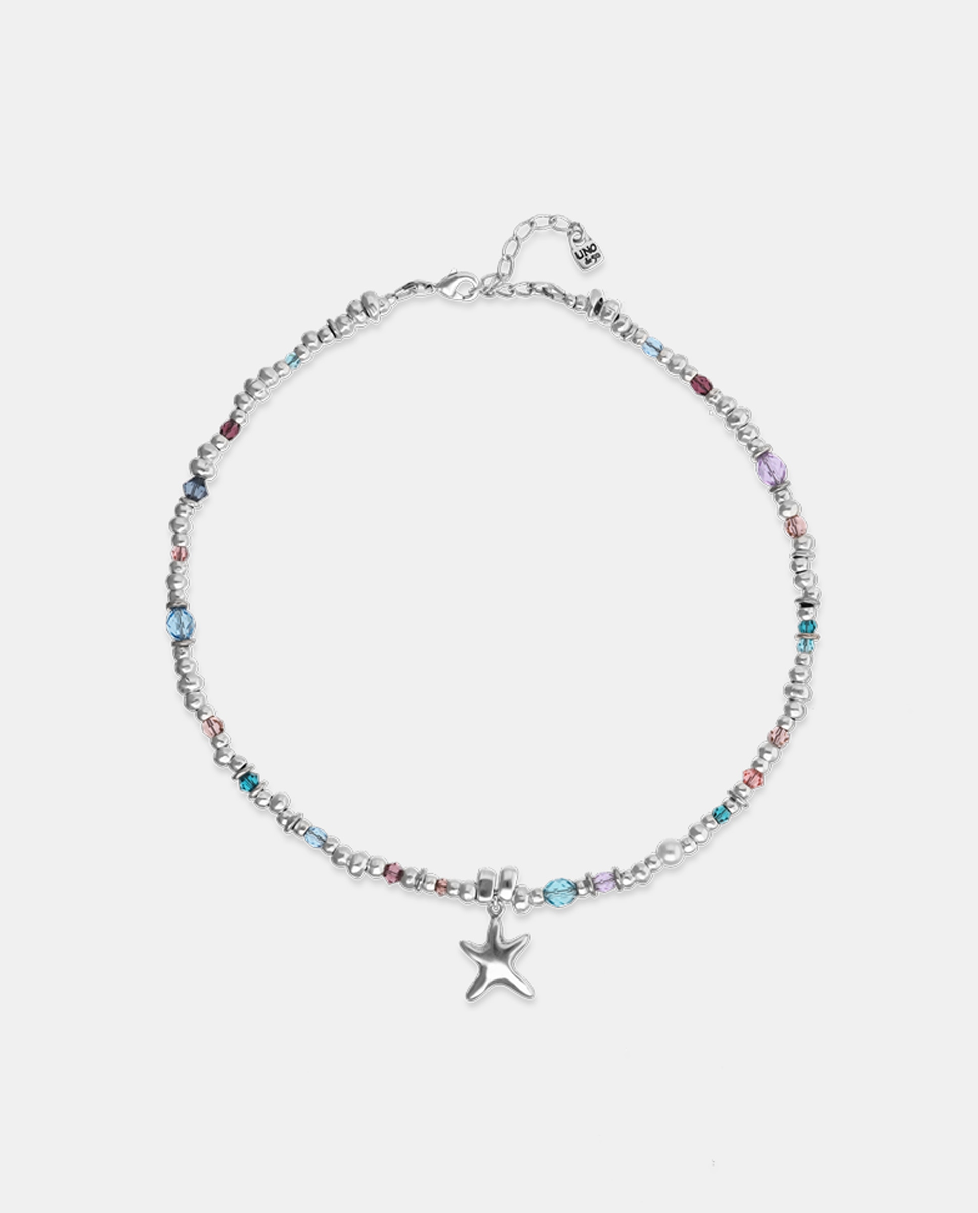 Collar de cristales facetados multicolores y estrella - UNO de 50 - Plata Plata-1