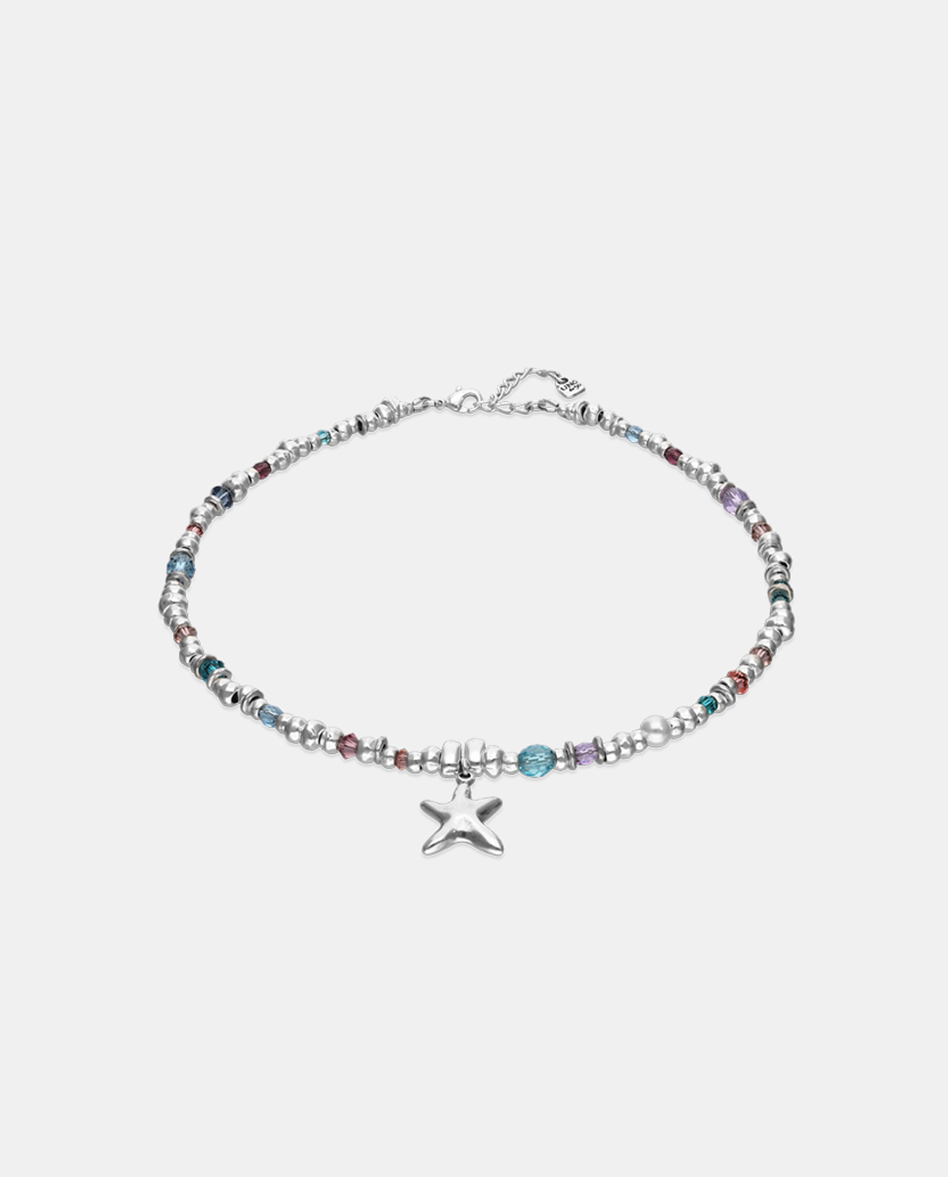 Collar de cristales facetados multicolores y estrella - UNO de 50 - Plata Plata-2