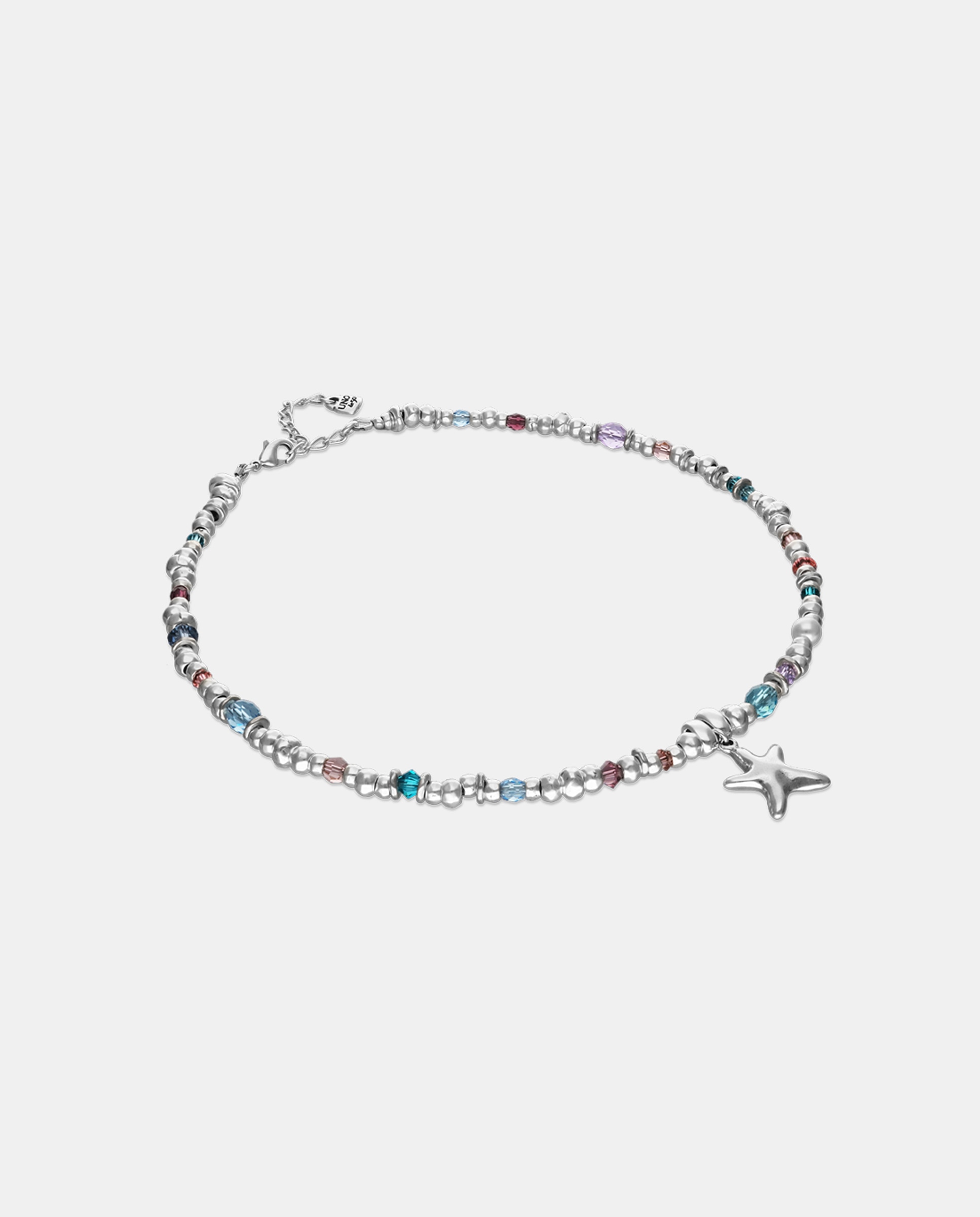 Collar de cristales facetados multicolores y estrella - UNO de 50 - Plata Plata-3