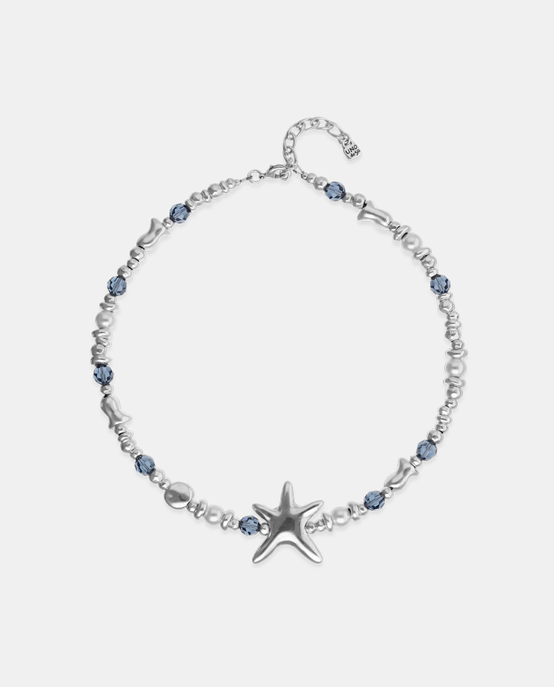 Collar de cristales facetados azules y forma de estrella - UNO de 50 - Plata Plata-1