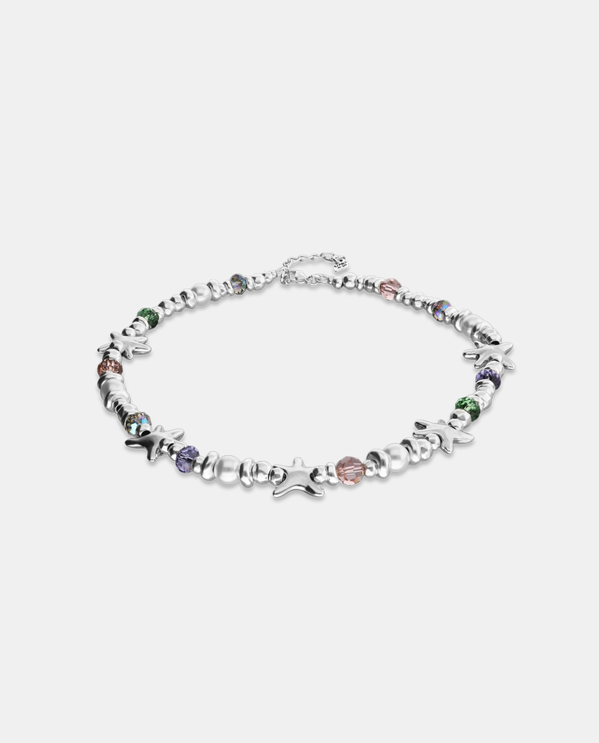 Collar de cristales facetados multicolores y varias estrellas - UNO de 50 - Plata Plata-2