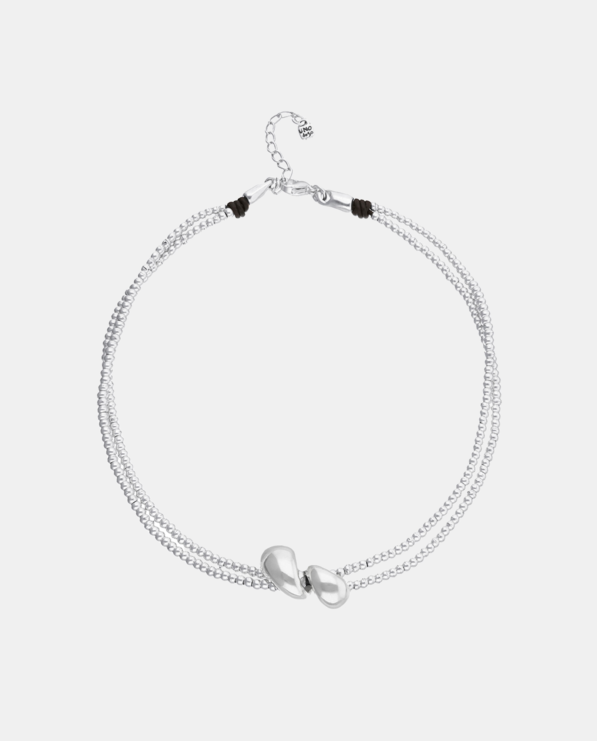 Collar con cuentas bañado en y dos gotass - UNO de 50 - Plata Plata-1