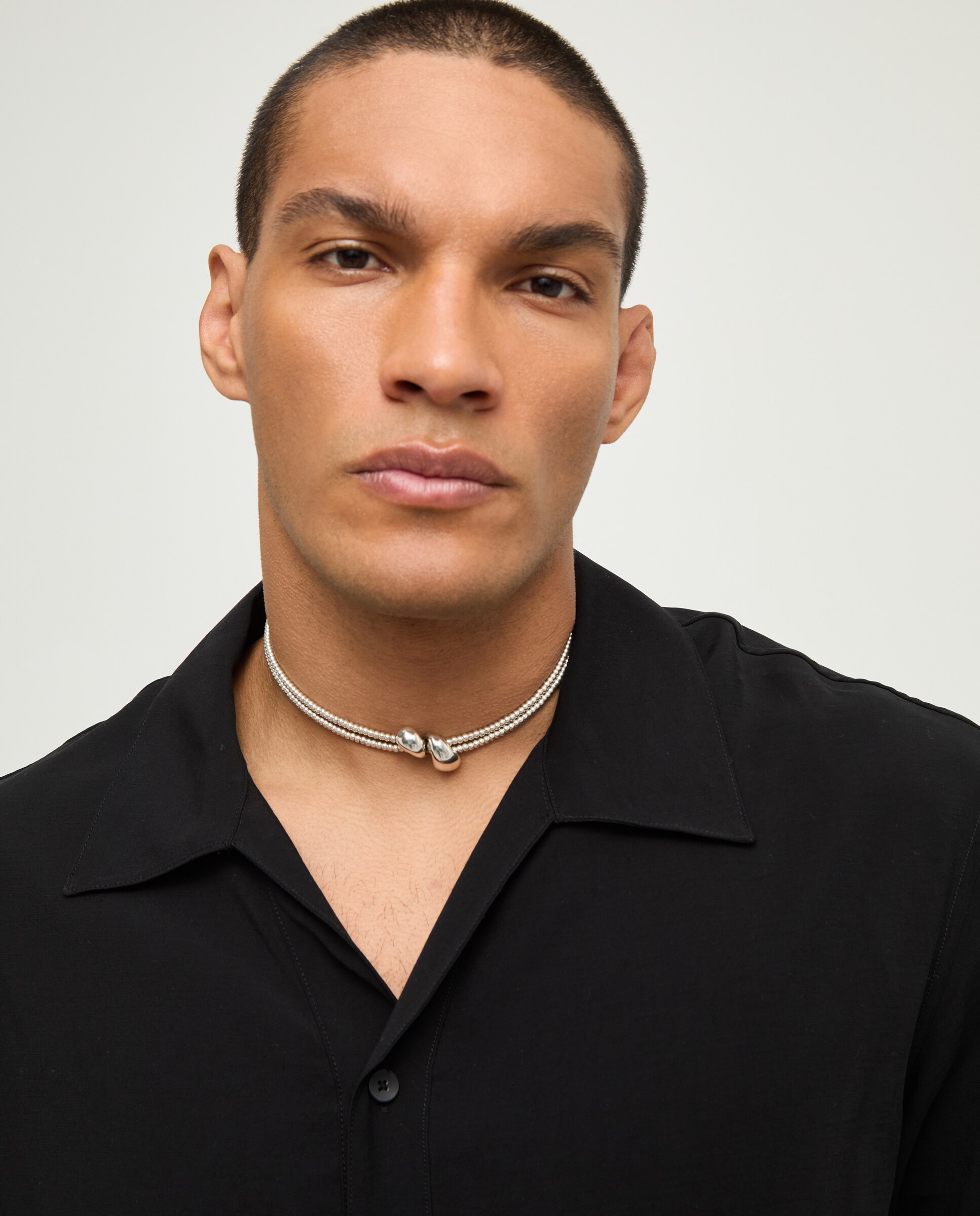 Collar con cuentas bañado en y dos gotass - UNO de 50 - Plata Plata-4