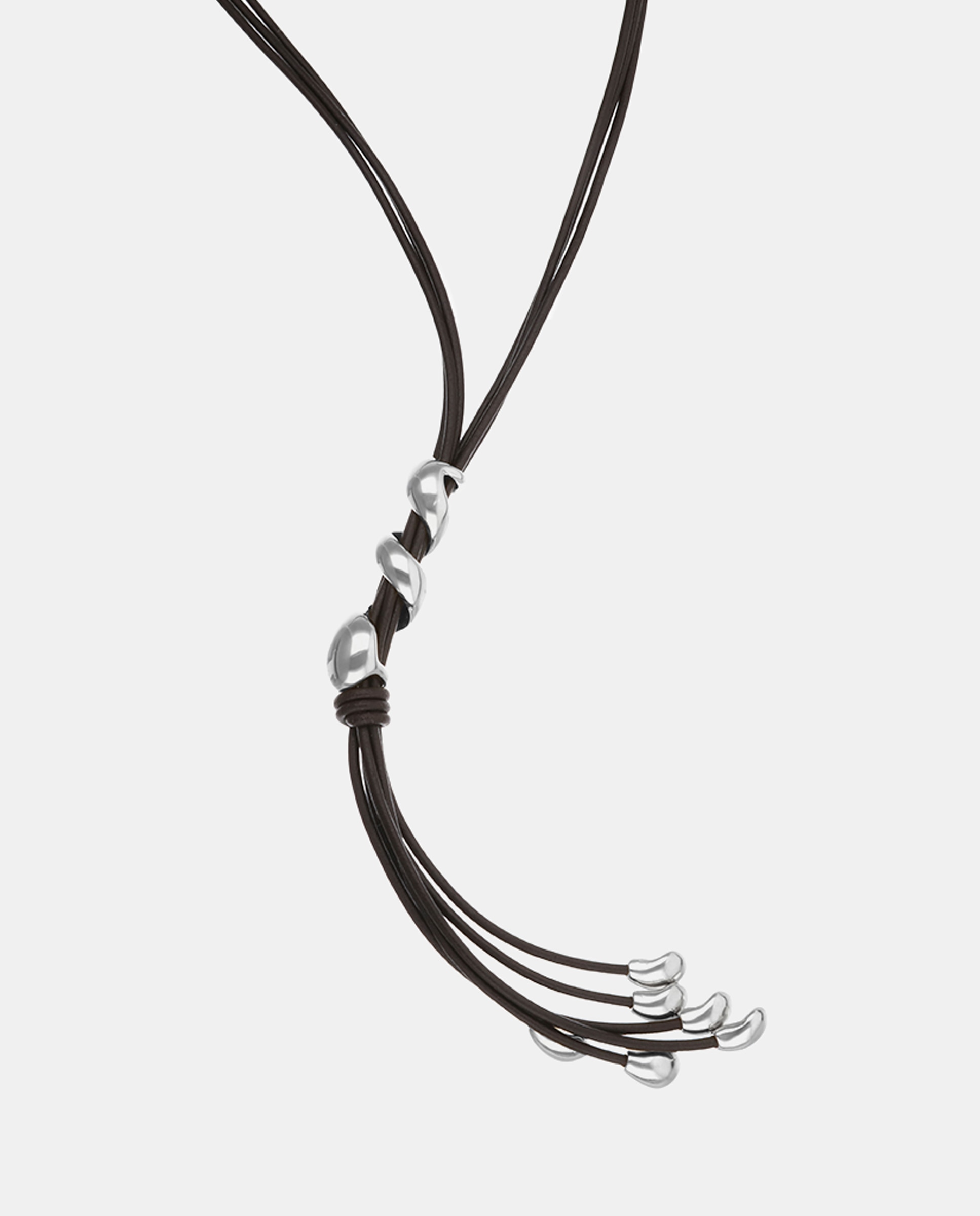 Collar de cuero largo con espiral bañada en - UNO de 50 - Plata Plata-1
