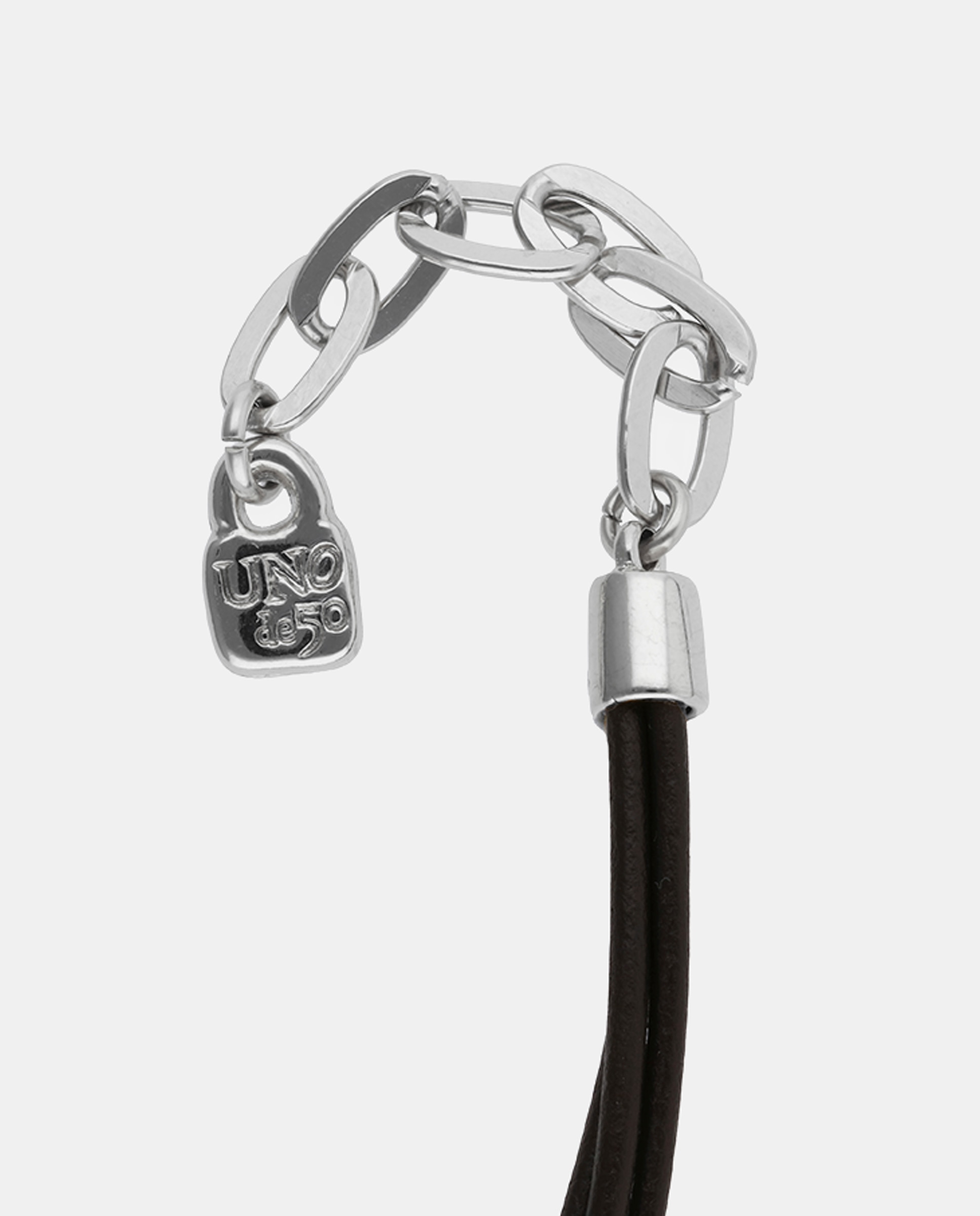 Collar de cuero largo con espiral bañada en - UNO de 50 - Plata Plata-2