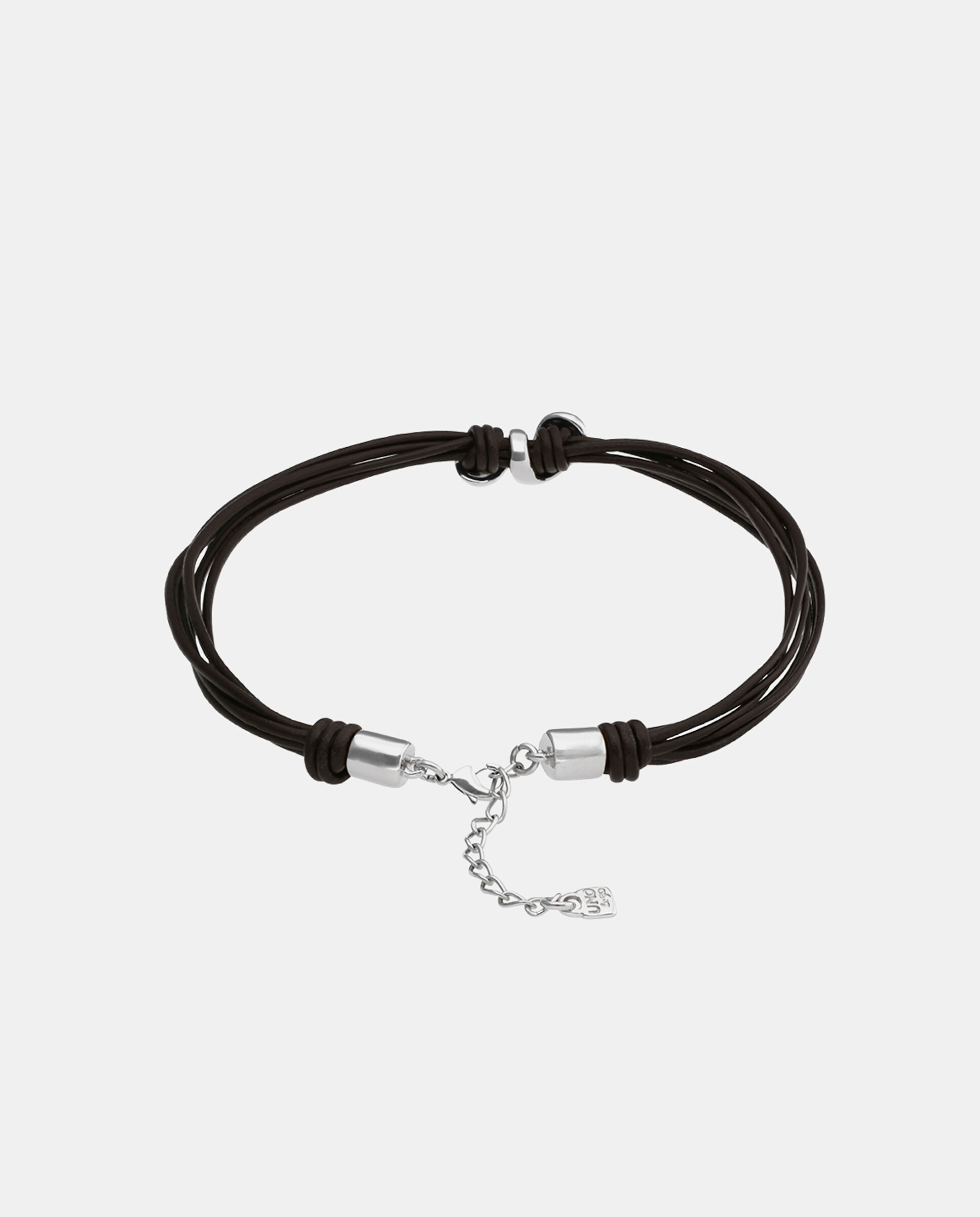 Collar de cuero con dos gotas bañadas en - UNO de 50 - Plata Plata-2