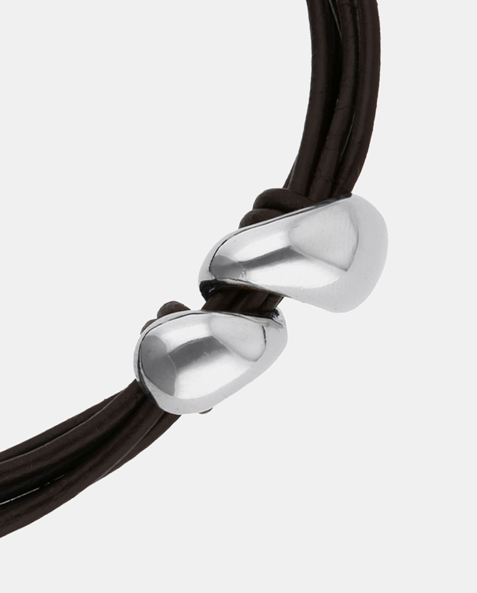 Collar de cuero con dos gotas bañadas en - UNO de 50 - Plata Plata-3
