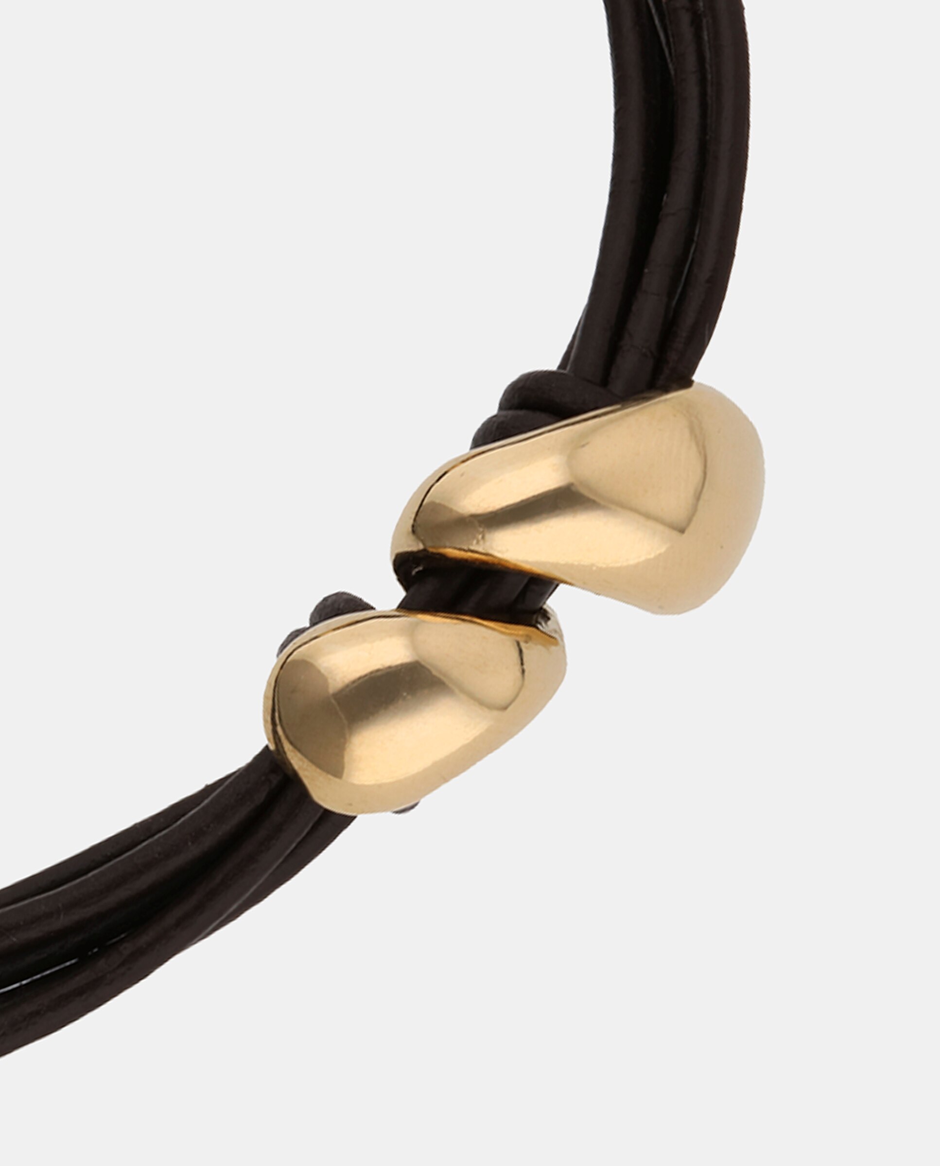 Collar de cuero con dos gotas bañadas en 18k - UNO de 50 - Oro Oro-3