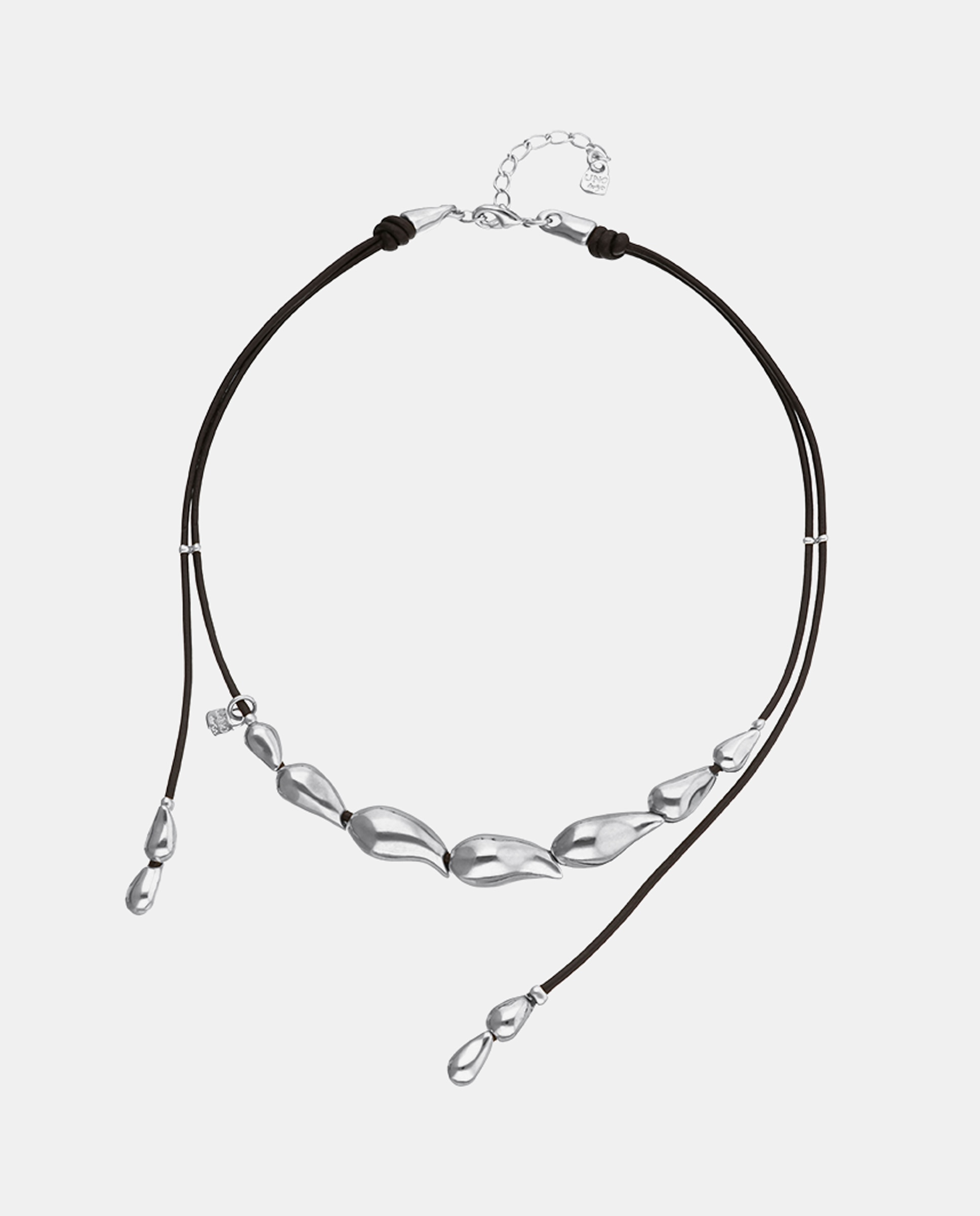 Collar de cuero con detalle de gotas bañadas en - UNO de 50 - Plata Plata-1