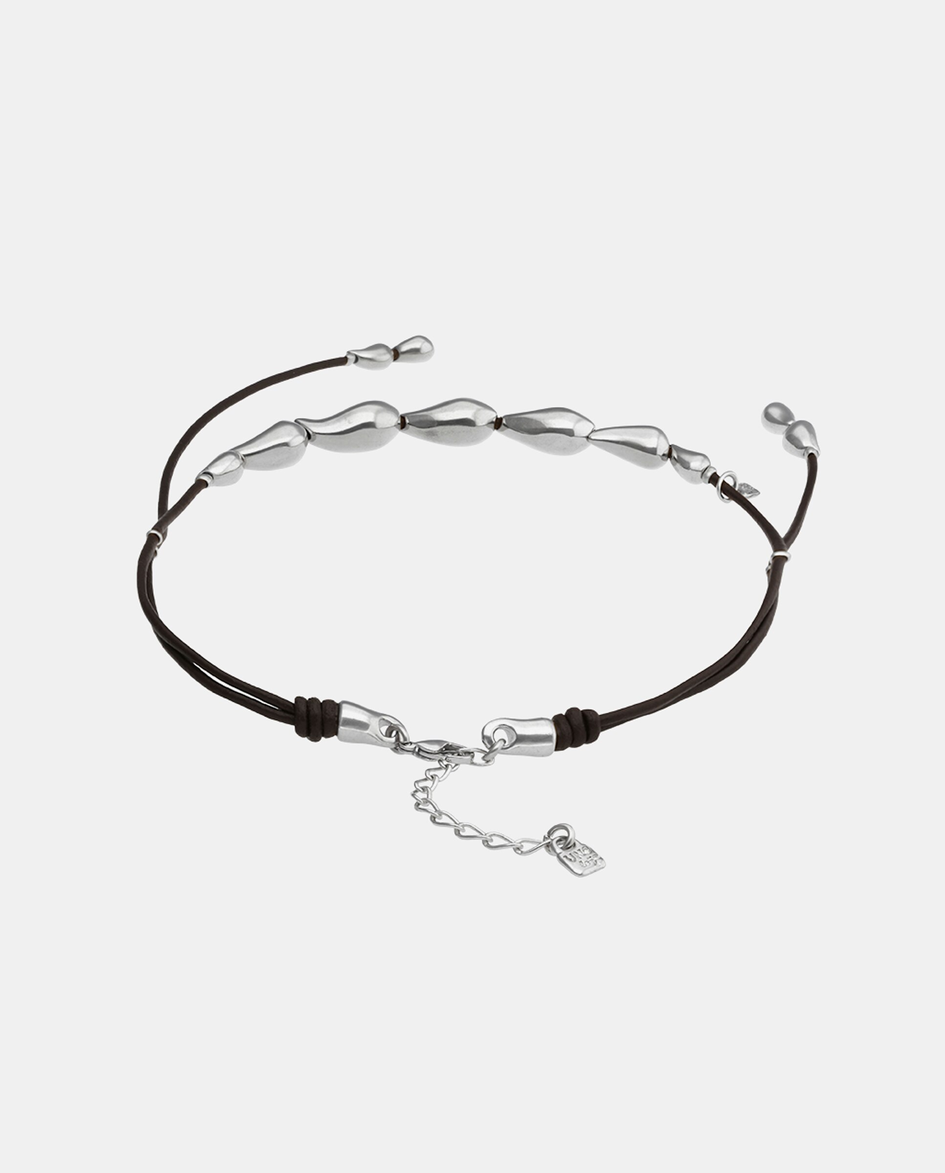 Collar de cuero con detalle de gotas bañadas en - UNO de 50 - Plata Plata-2