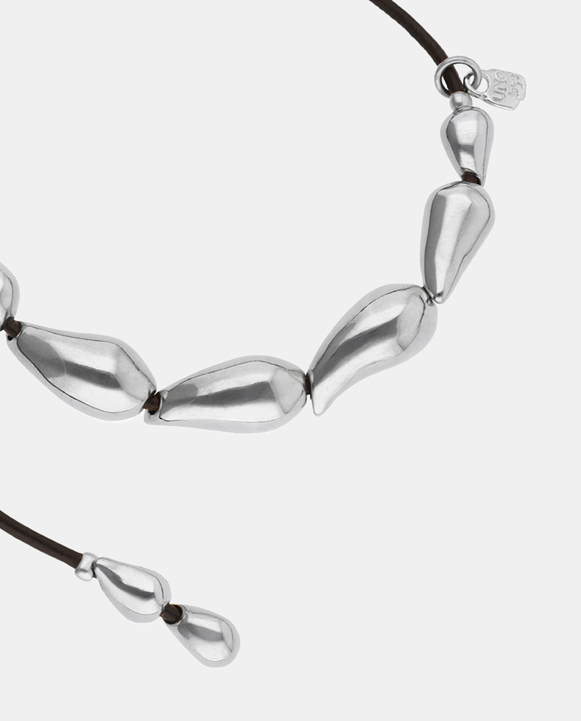 Collar de cuero con detalle de gotas bañadas en - UNO de 50 - Plata Plata-3