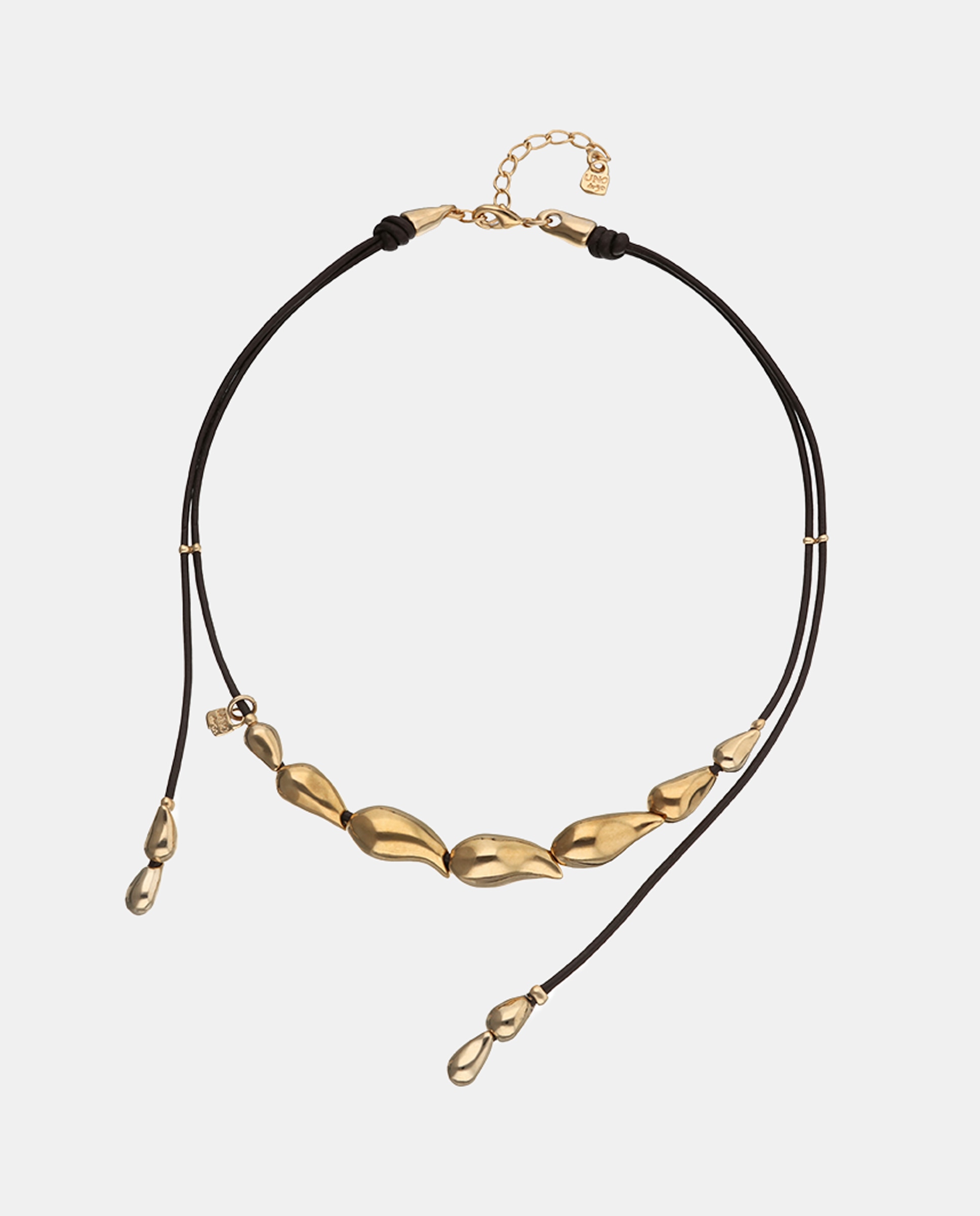Collar de cuero con detalle de gotas bañadas en 18k - UNO de 50 - Oro Oro-1