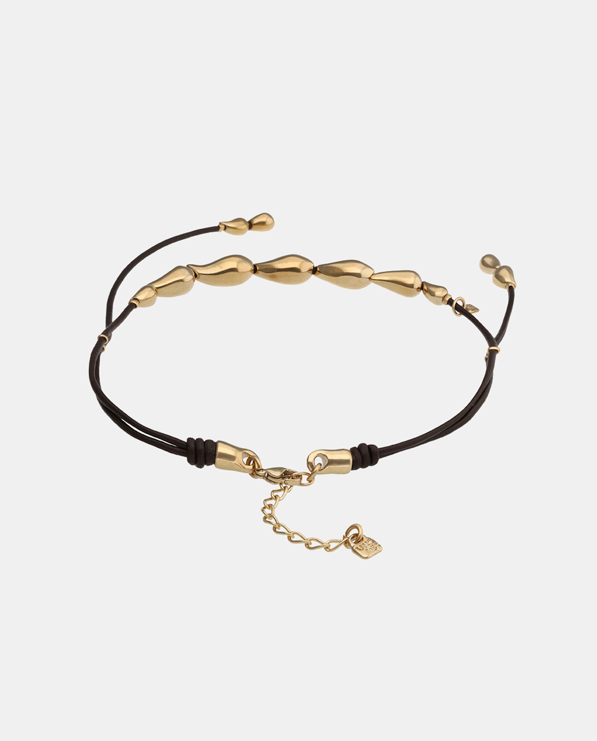 Collar de cuero con detalle de gotas bañadas en 18k - UNO de 50 - Oro Oro-2