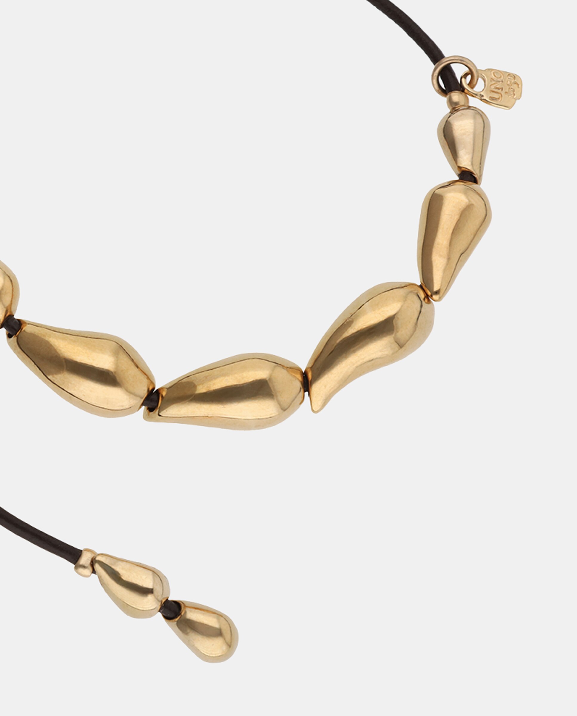 Collar de cuero con detalle de gotas bañadas en 18k - UNO de 50 - Oro Oro-3
