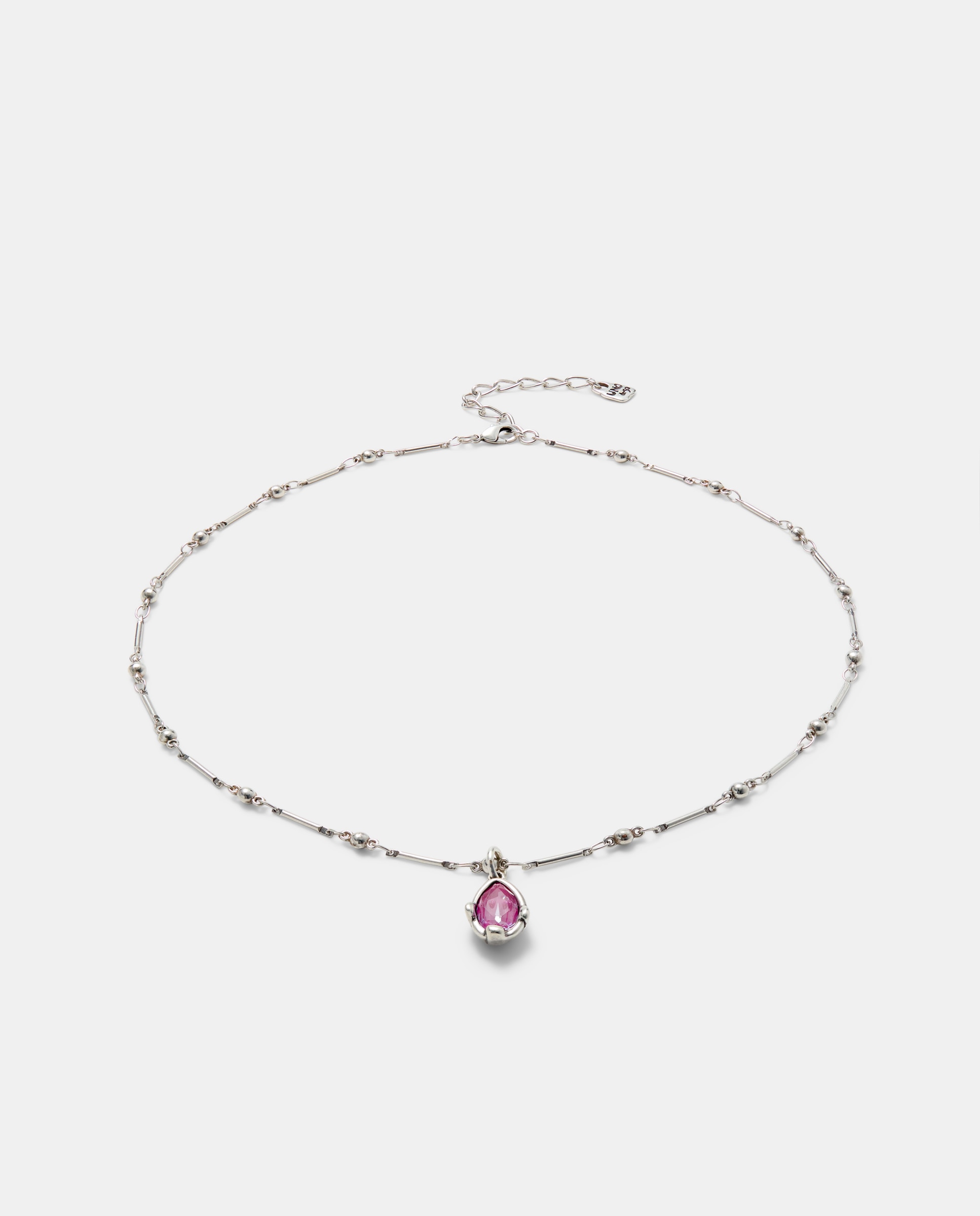 Imagen 2 de Cadena con colgante bañado con un cristal facetado - UNO de 50 - Rosa Rosa