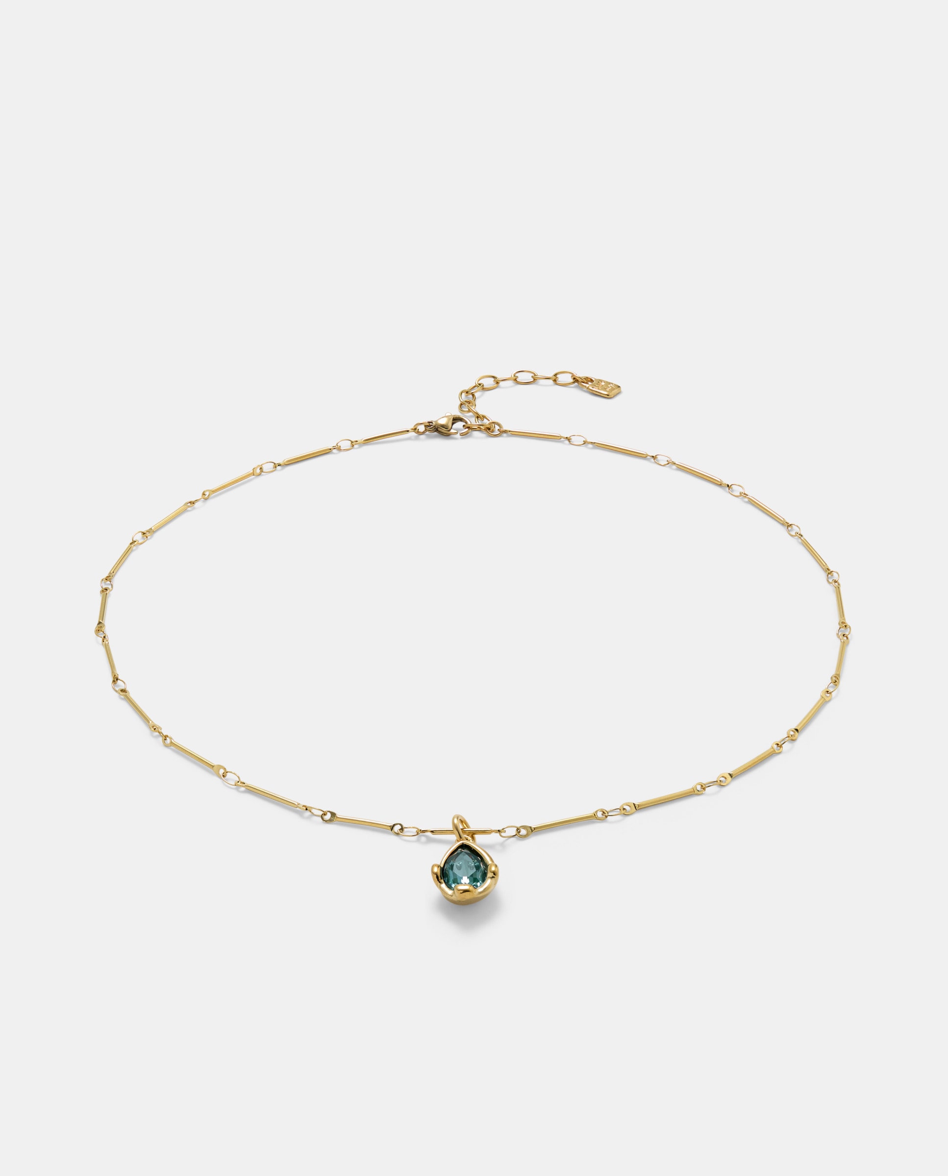 Imagen 2 de Cadena con colgante bañada con un cristal facetado - UNO de 50 - Verde Verde