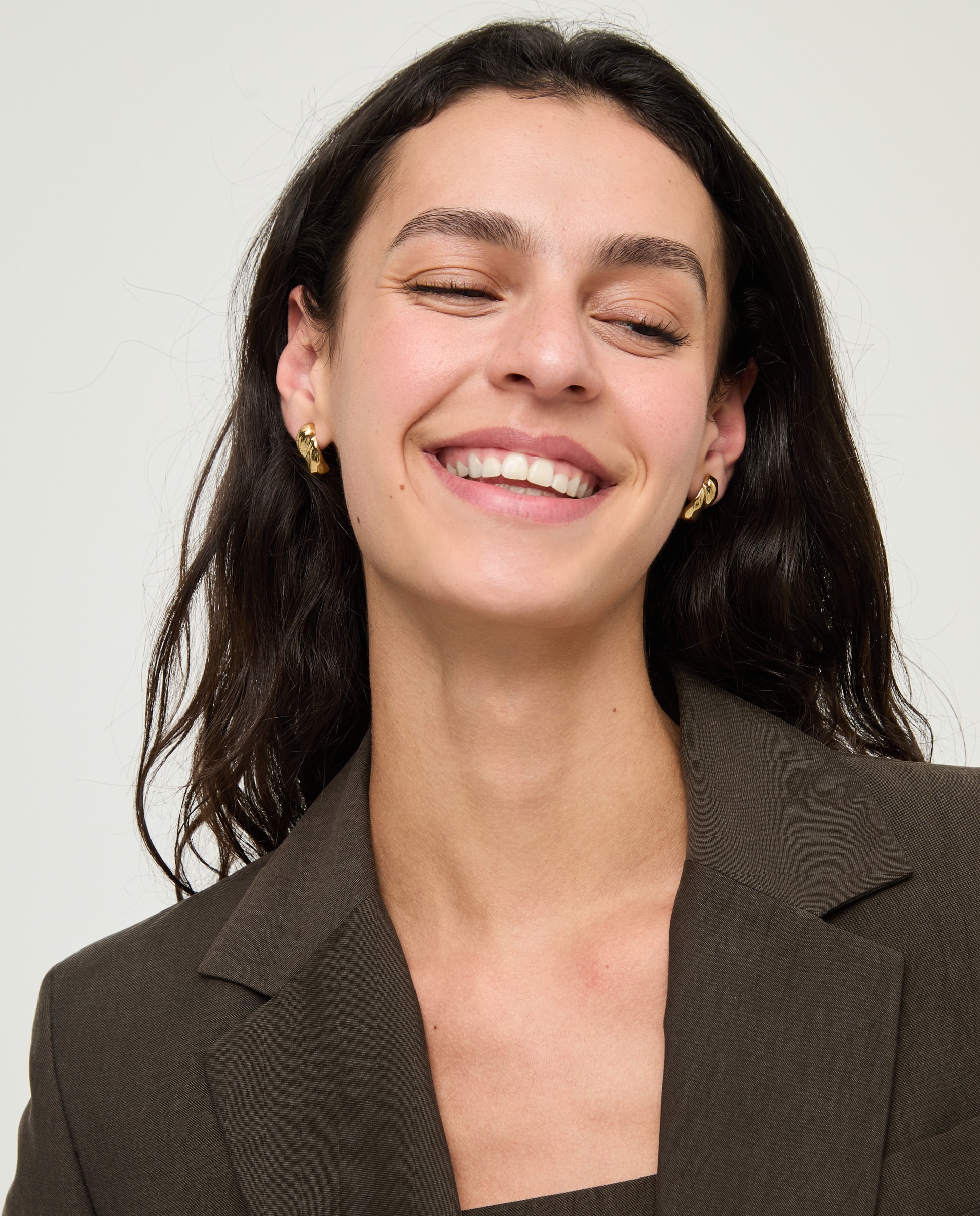 Pendientes dobles bañados en oro 18k en forma de gota - UNO de 50 - Oro Oro-3