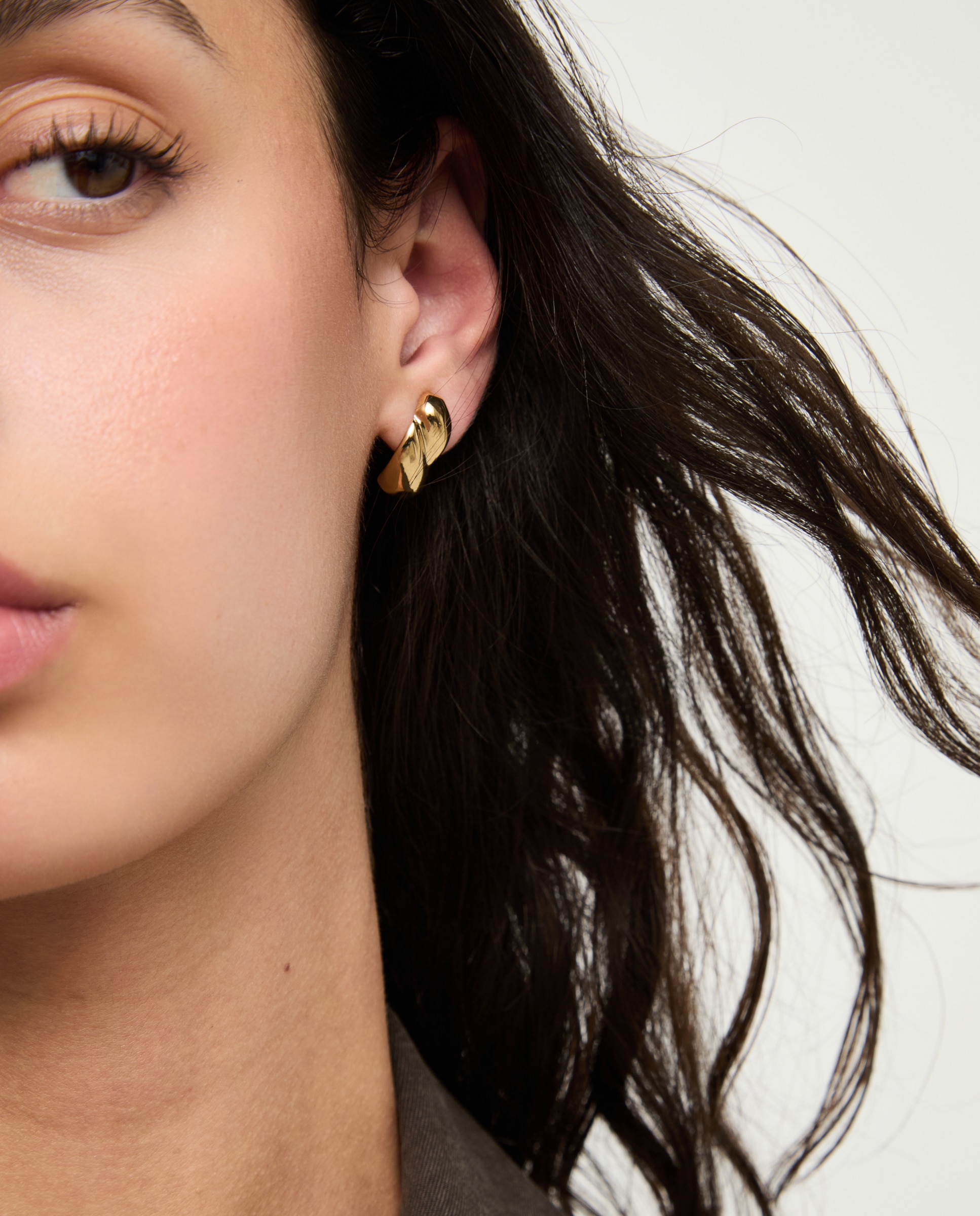 Pendientes dobles bañados en oro 18k en forma de gota - UNO de 50 - Oro Oro-4