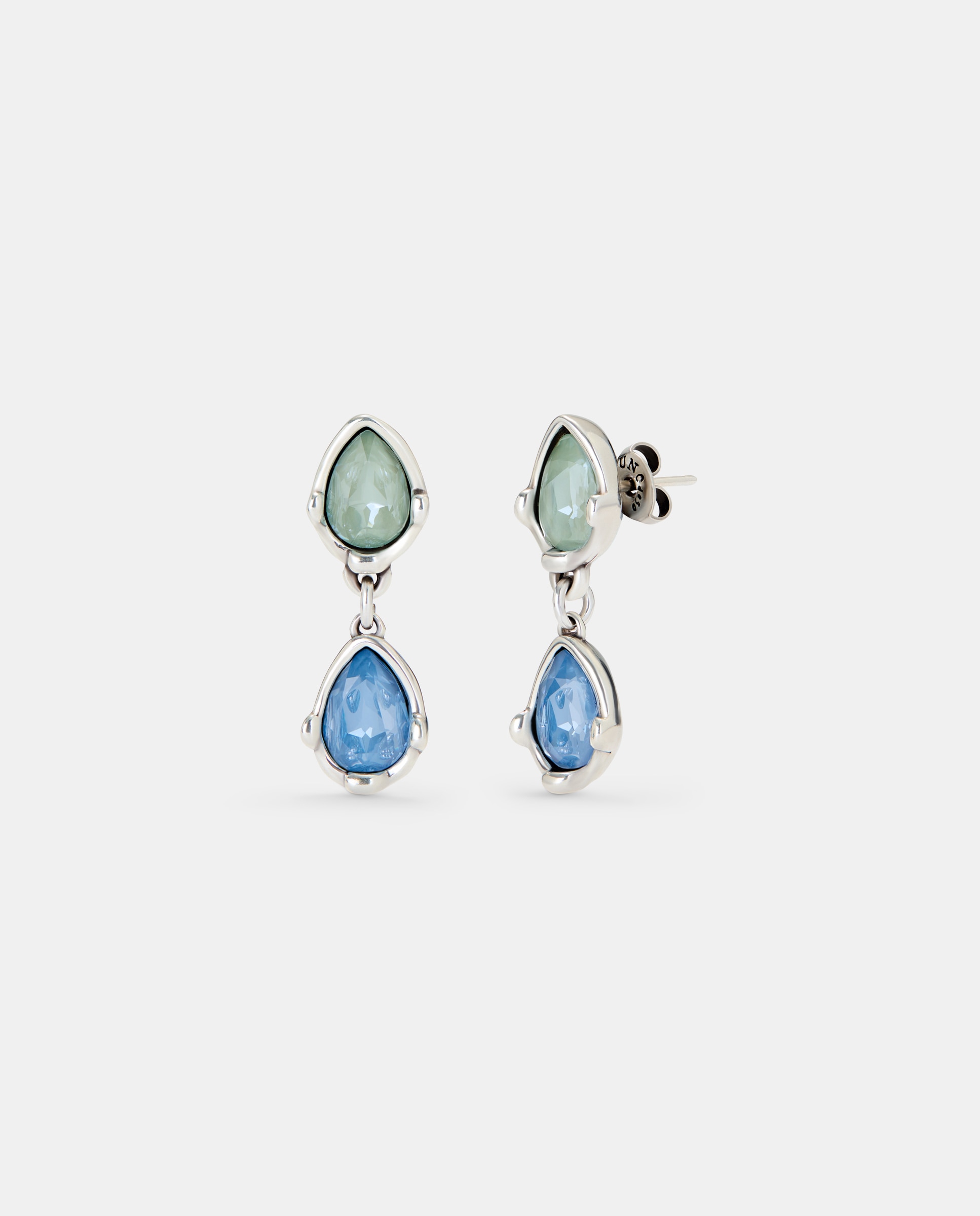 Imagen 1 de Pendientes largos bañado con dos cristales facetados - UNO de 50 - Azul Azul