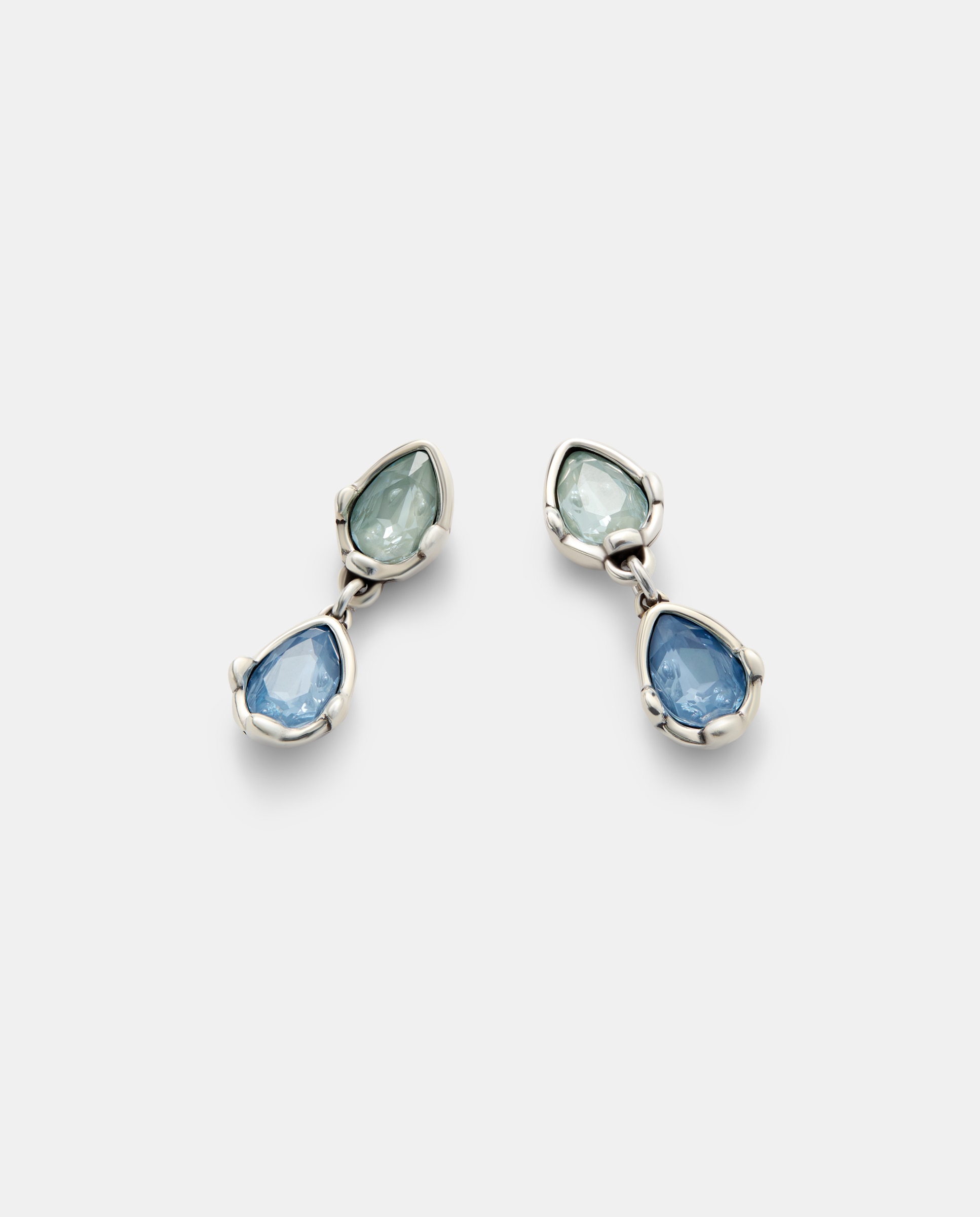 Imagen 2 de Pendientes largos bañado con dos cristales facetados - UNO de 50 - Azul Azul