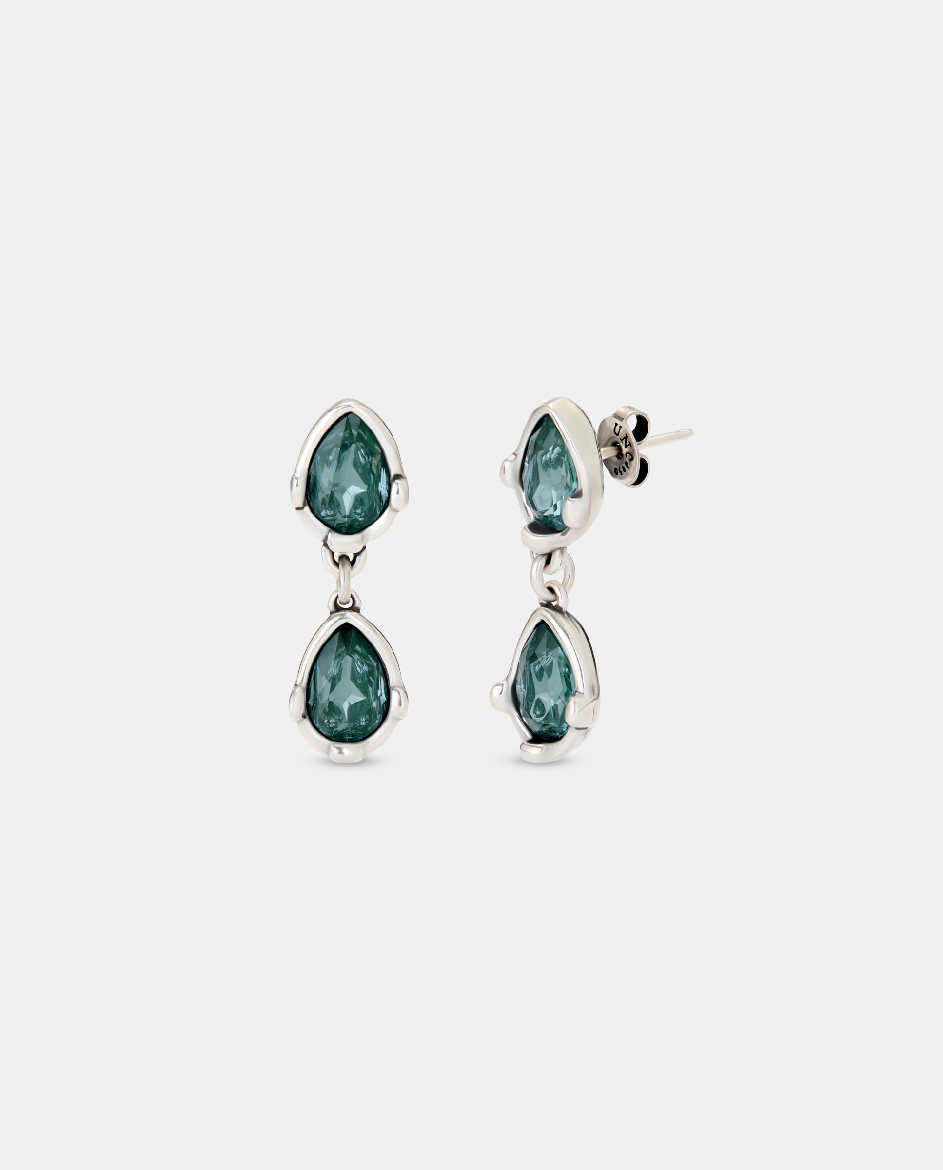 Imagen 1 de Pendientes largos bañado con dos cristales facetados - UNO de 50 - Verde Verde