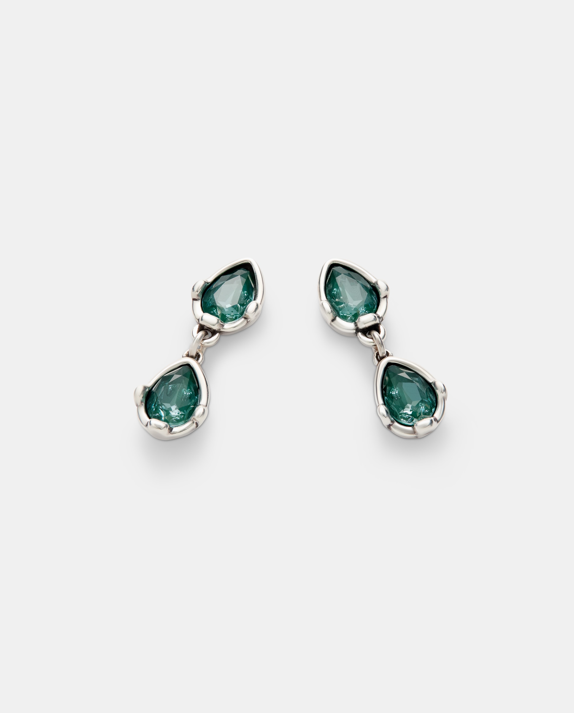 Imagen 2 de Pendientes largos bañado con dos cristales facetados - UNO de 50 - Verde Verde