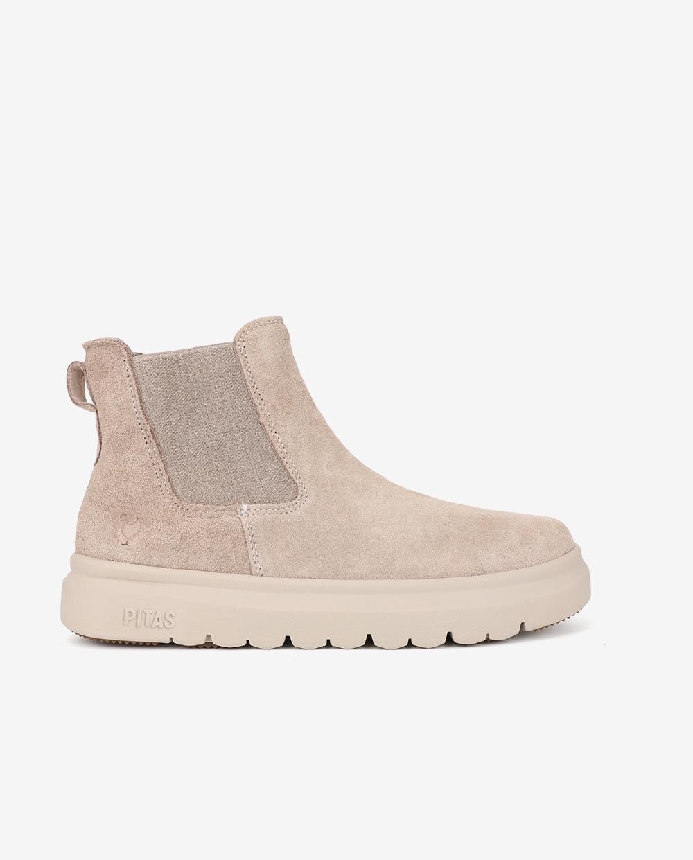 Bota wallabi de piel hidrofuga con pelo en su interior - Walk In Pitas - Gris claro Gris claro-1
