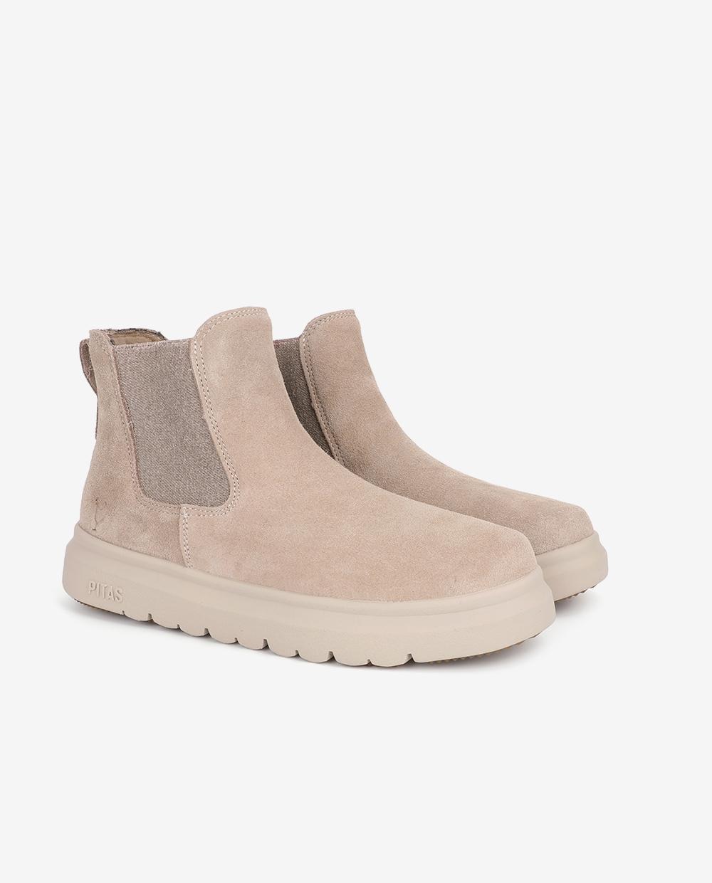 Bota wallabi de piel hidrofuga con pelo en su interior - Walk In Pitas - Gris claro Gris claro-3