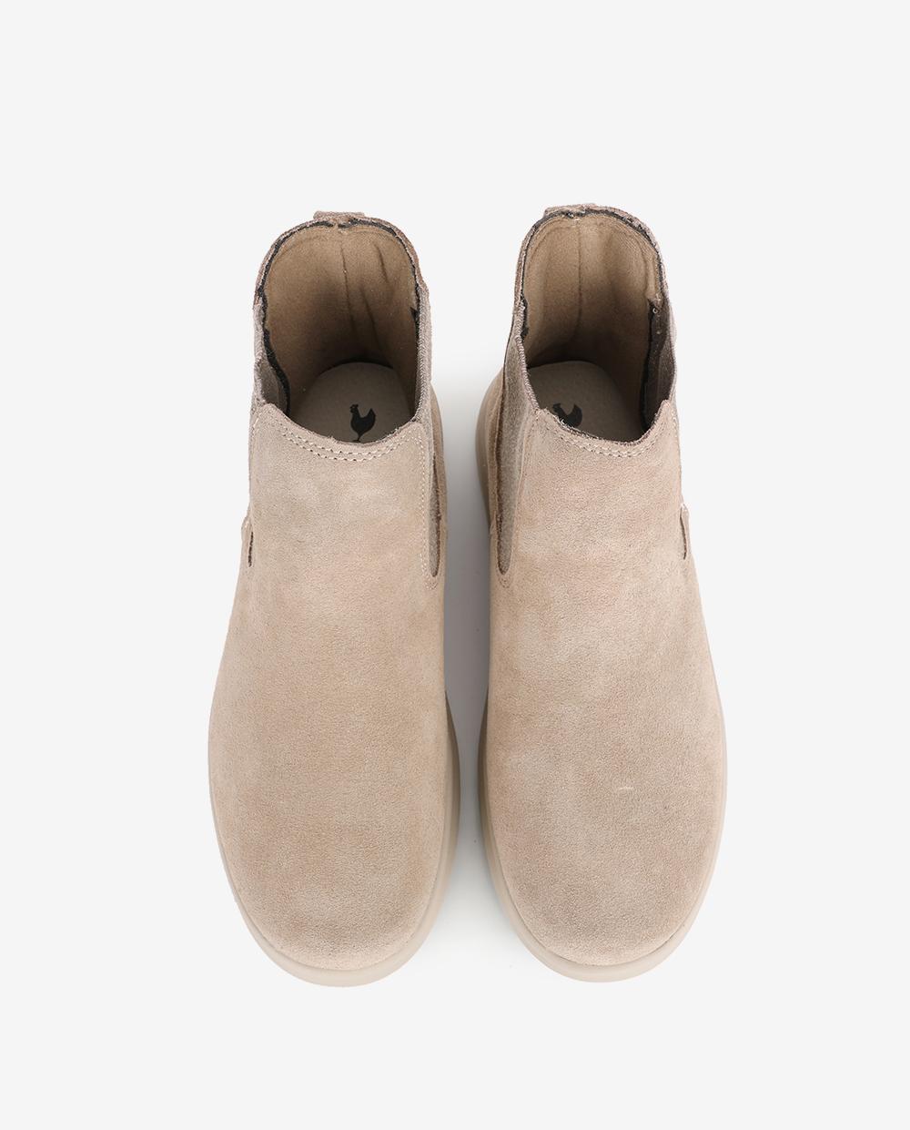 Bota wallabi de piel hidrofuga con pelo en su interior - Walk In Pitas - Gris claro Gris claro-4
