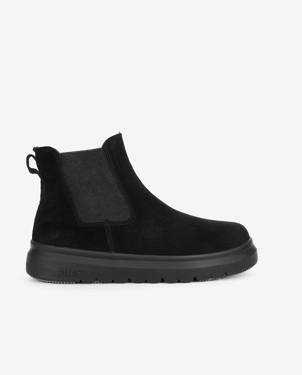 Bota wallabi de piel hidrofuga con pelo en su interior - Walk In Pitas - Negro Negro-1