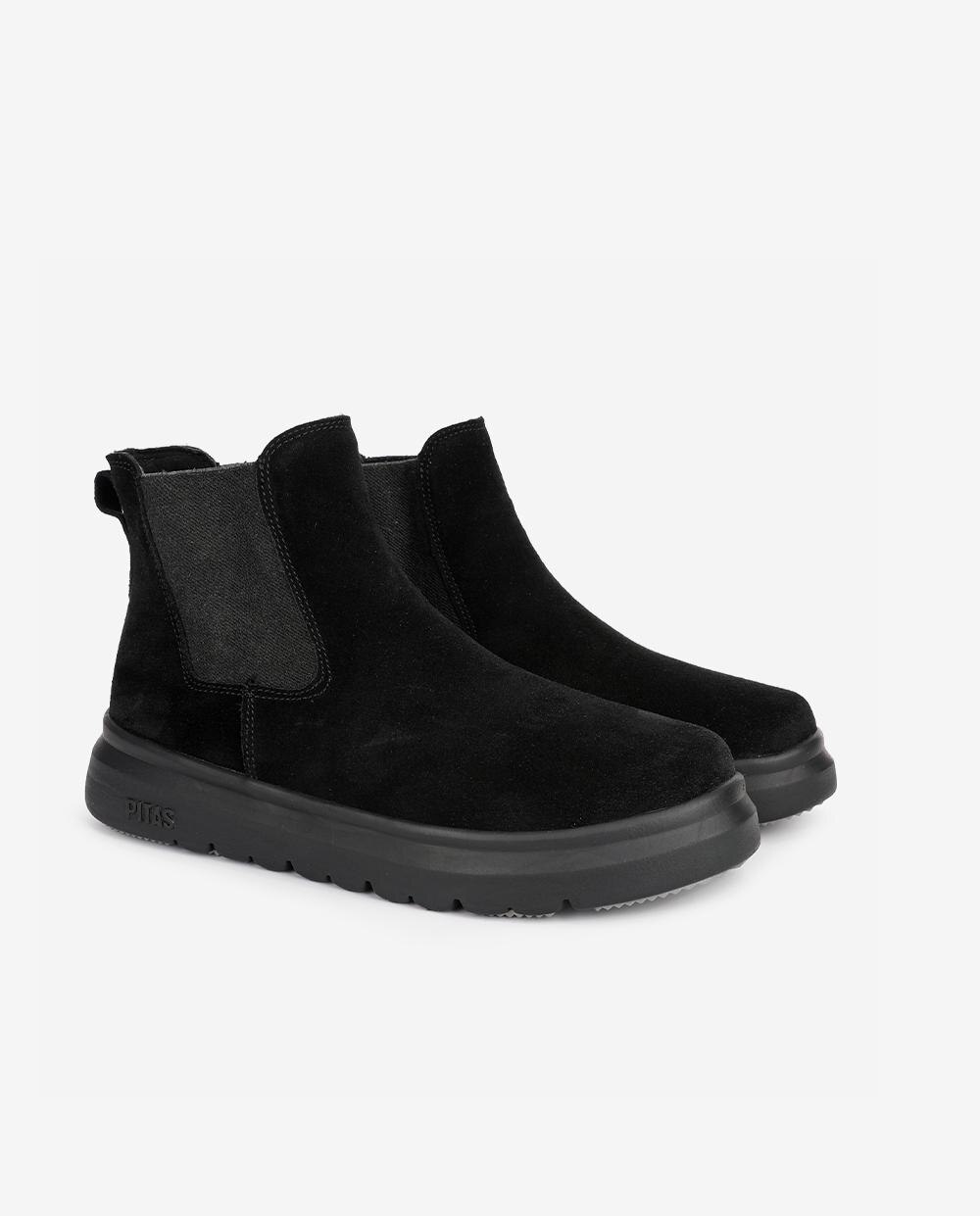 Bota wallabi de piel hidrofuga con pelo en su interior - Walk In Pitas - Negro Negro-3