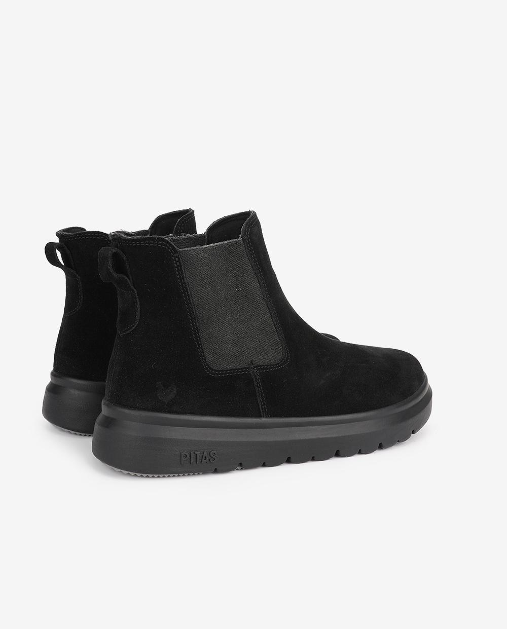 Bota wallabi de piel hidrofuga con pelo en su interior - Walk In Pitas - Negro Negro-2