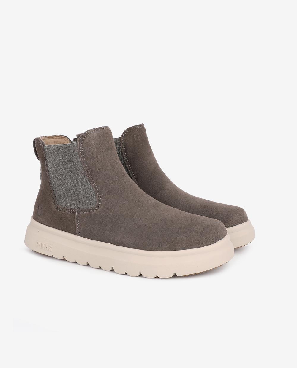 Bota wallabi de piel hidrofuga con pelo en su interior - Walk In Pitas - Gris plomo Gris plomo-3
