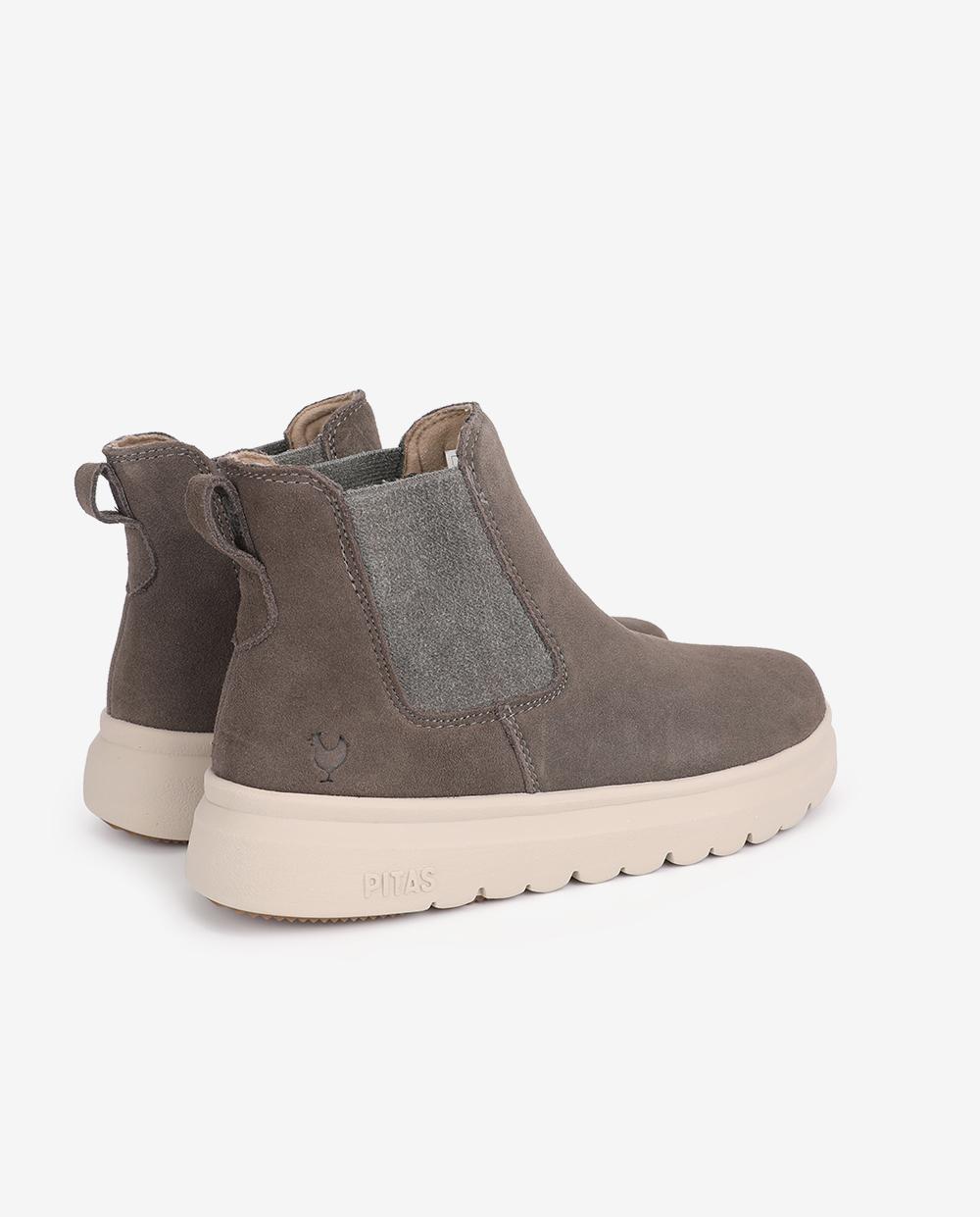 Bota wallabi de piel hidrofuga con pelo en su interior - Walk In Pitas - Gris plomo Gris plomo-2