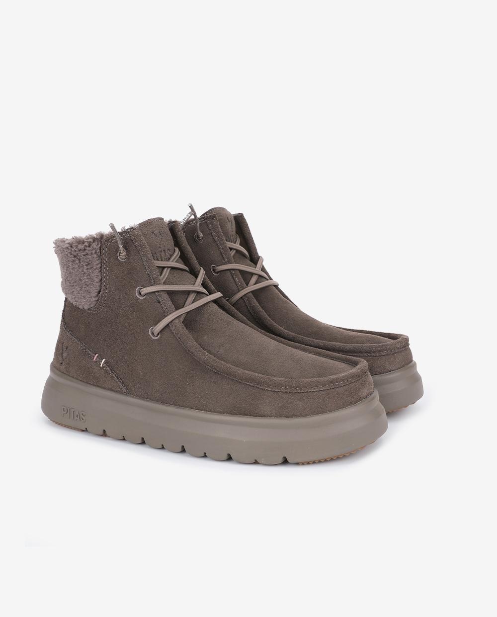 Bota wallabi de piel antideslizante con easy on - Walk In Pitas - Gris claro Gris claro-3