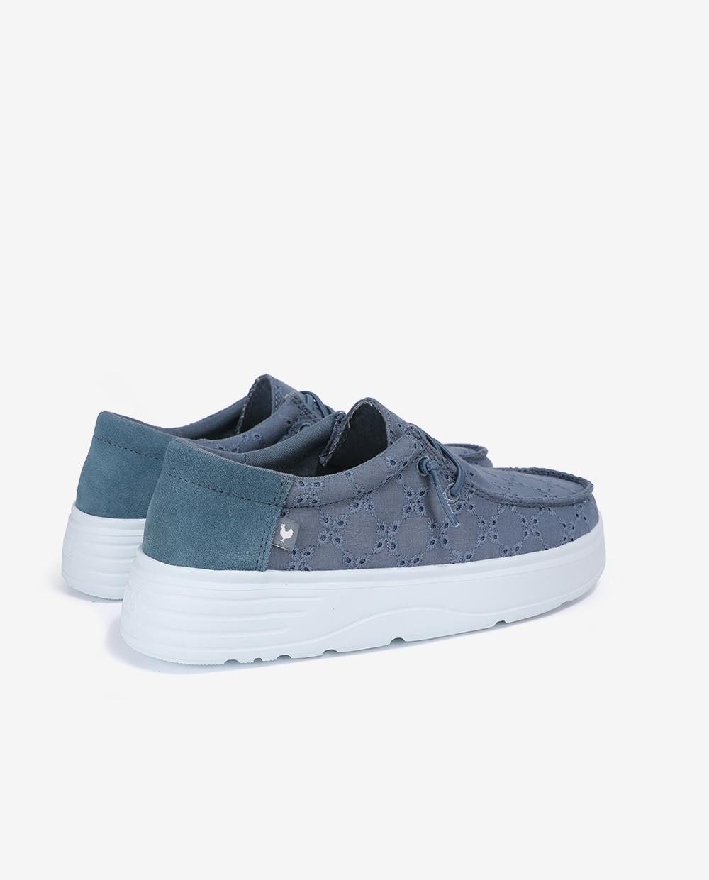 Zapatos planos confort de mujer tipo wallabi con bordado - Walk In Pitas - Azul Azul-2
