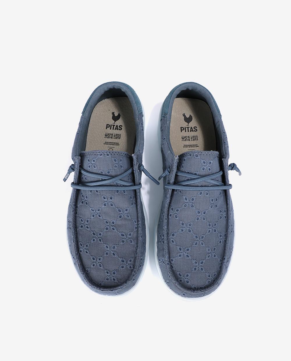 Zapatos planos confort de mujer tipo wallabi con bordado - Walk In Pitas - Azul Azul-4