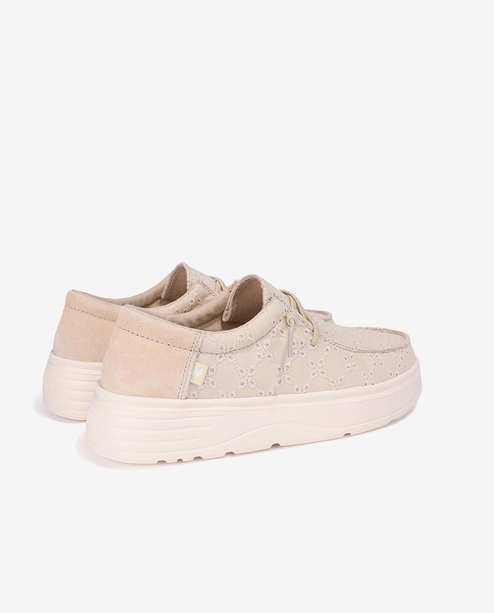 Zapatos planos confort de mujer tipo wallabi con bordado - Walk In Pitas - Beige Beige-2