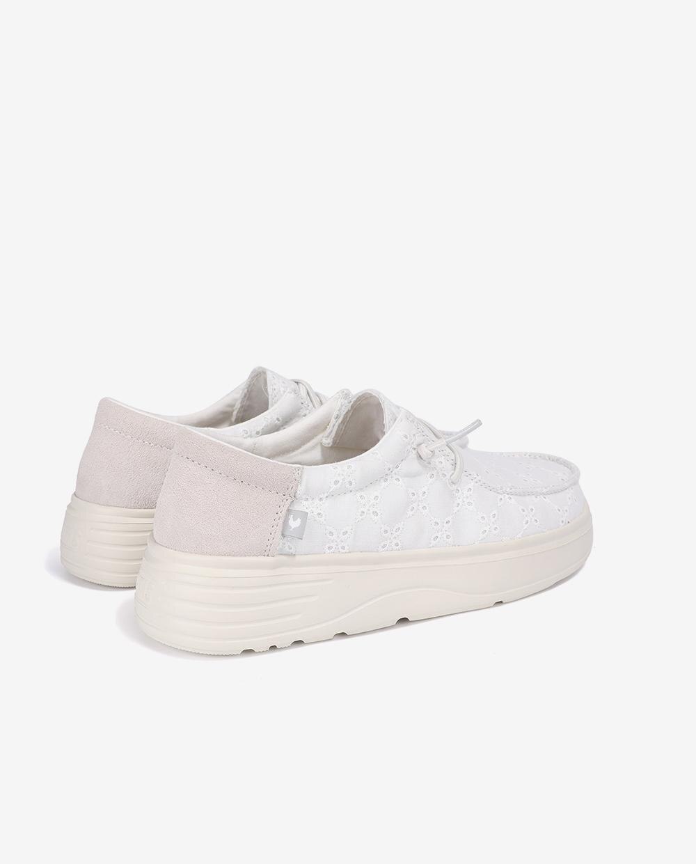 Zapatos planos confort de mujer tipo wallabi con bordado - Walk In Pitas - Blanco Blanco-2