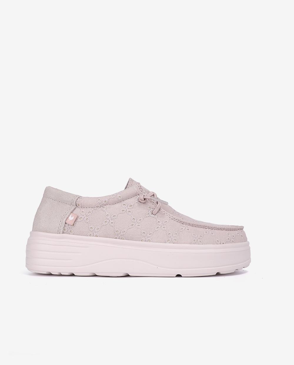 Zapatos planos confort de mujer tipo wallabi con bordado - Walk In Pitas - Topo Topo-1