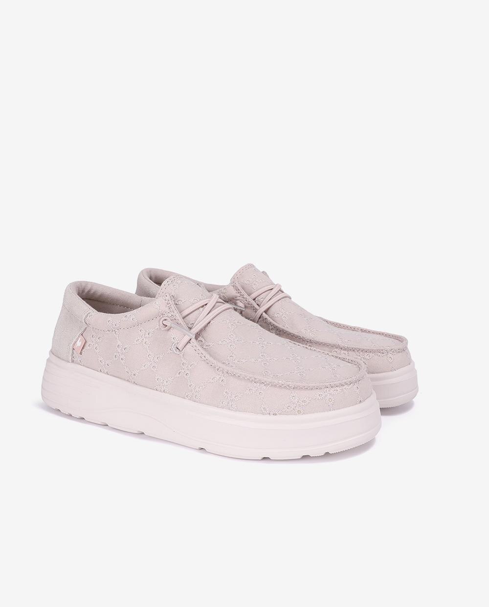 Zapatos planos confort de mujer tipo wallabi con bordado - Walk In Pitas - Topo Topo-3