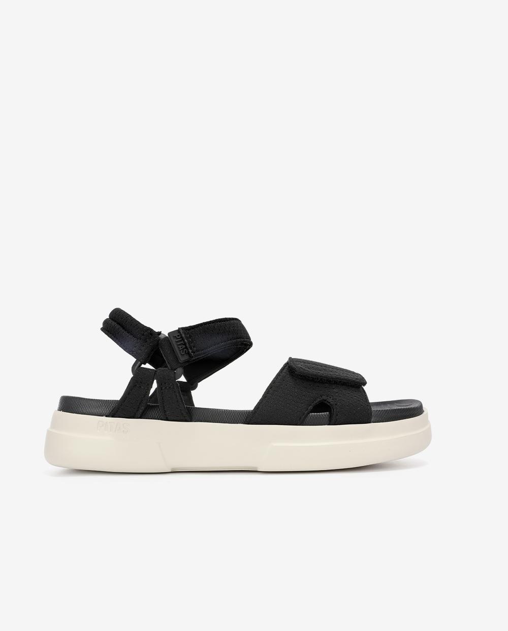 Sandalias planas de mujer ligeras y flexibles - Walk In Pitas - Negro Negro-1