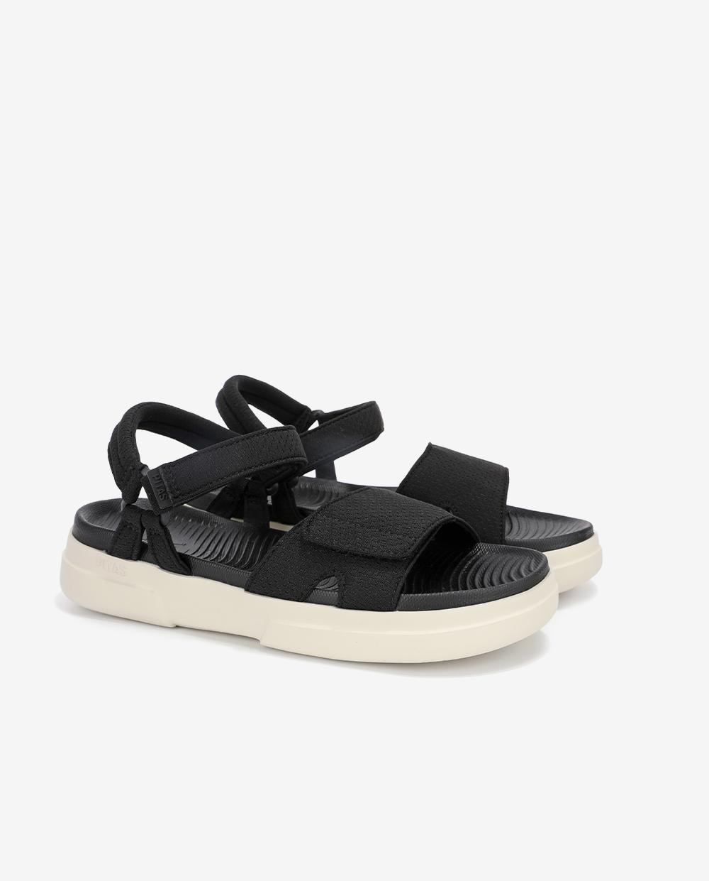 Sandalias planas de mujer ligeras y flexibles - Walk In Pitas - Negro Negro-3